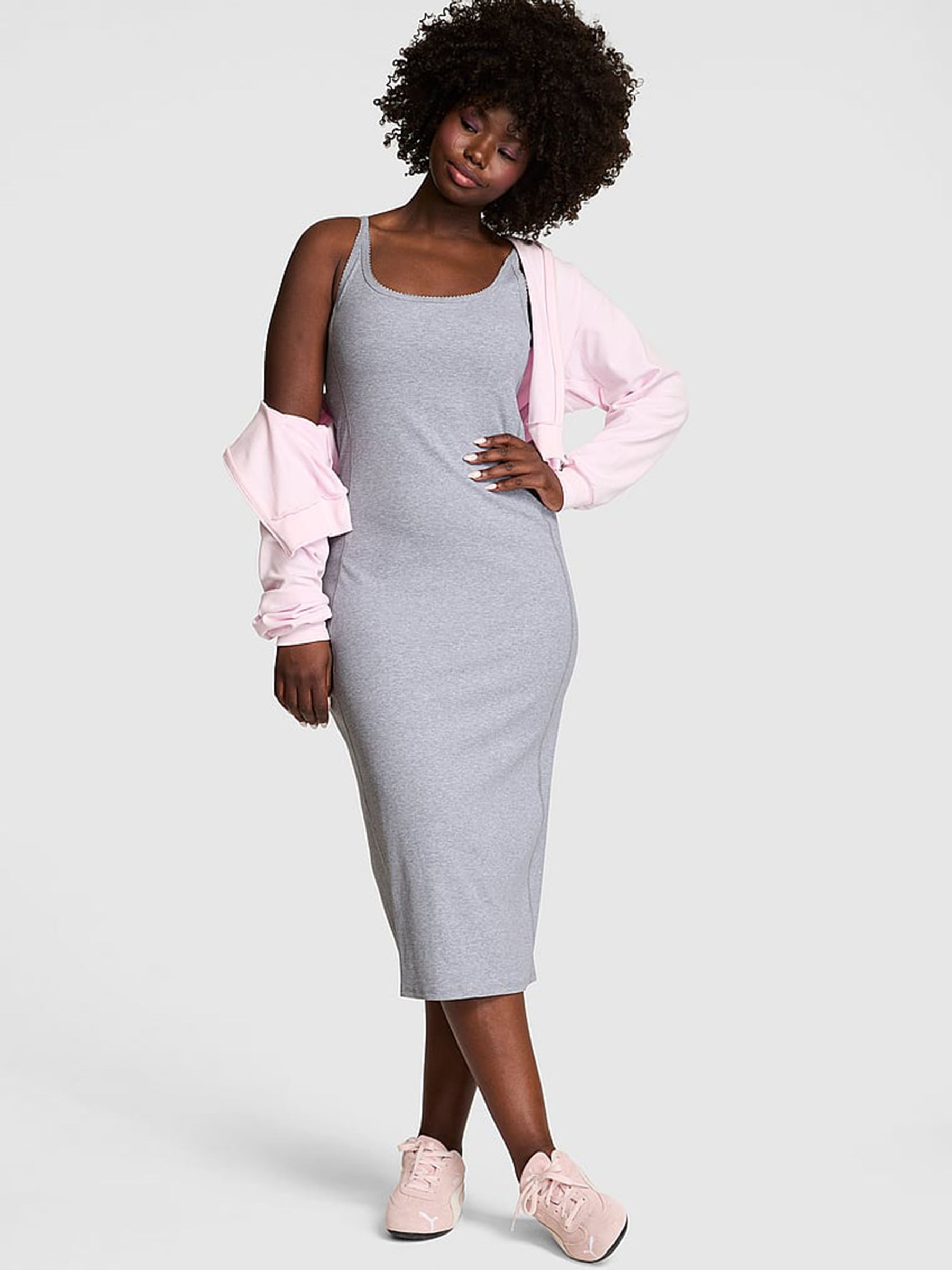 Medium Heather Grey Ribbed Dress - Image 1 of 2