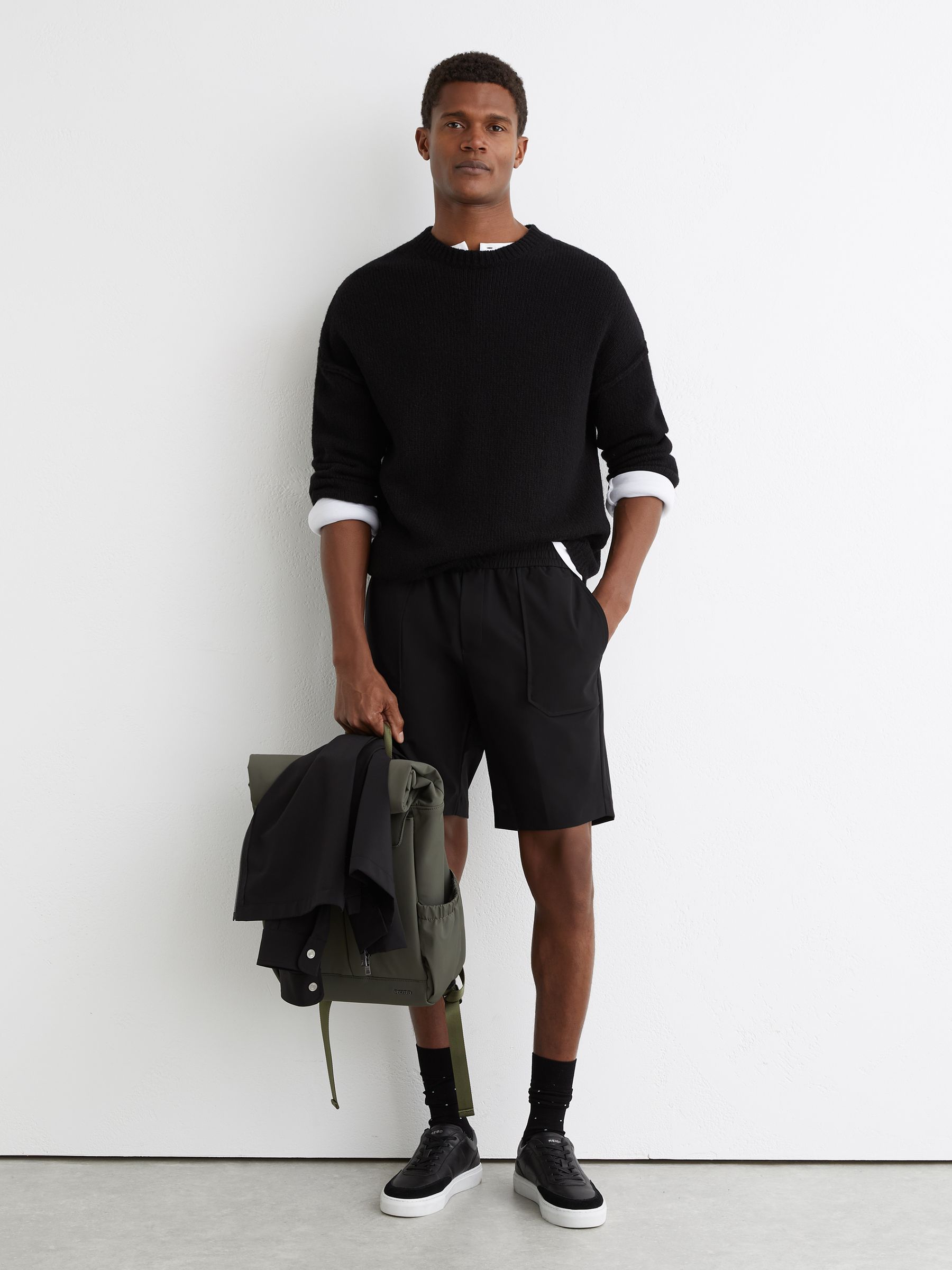 Technical Drawstring Short in Black - Image 1 of 6