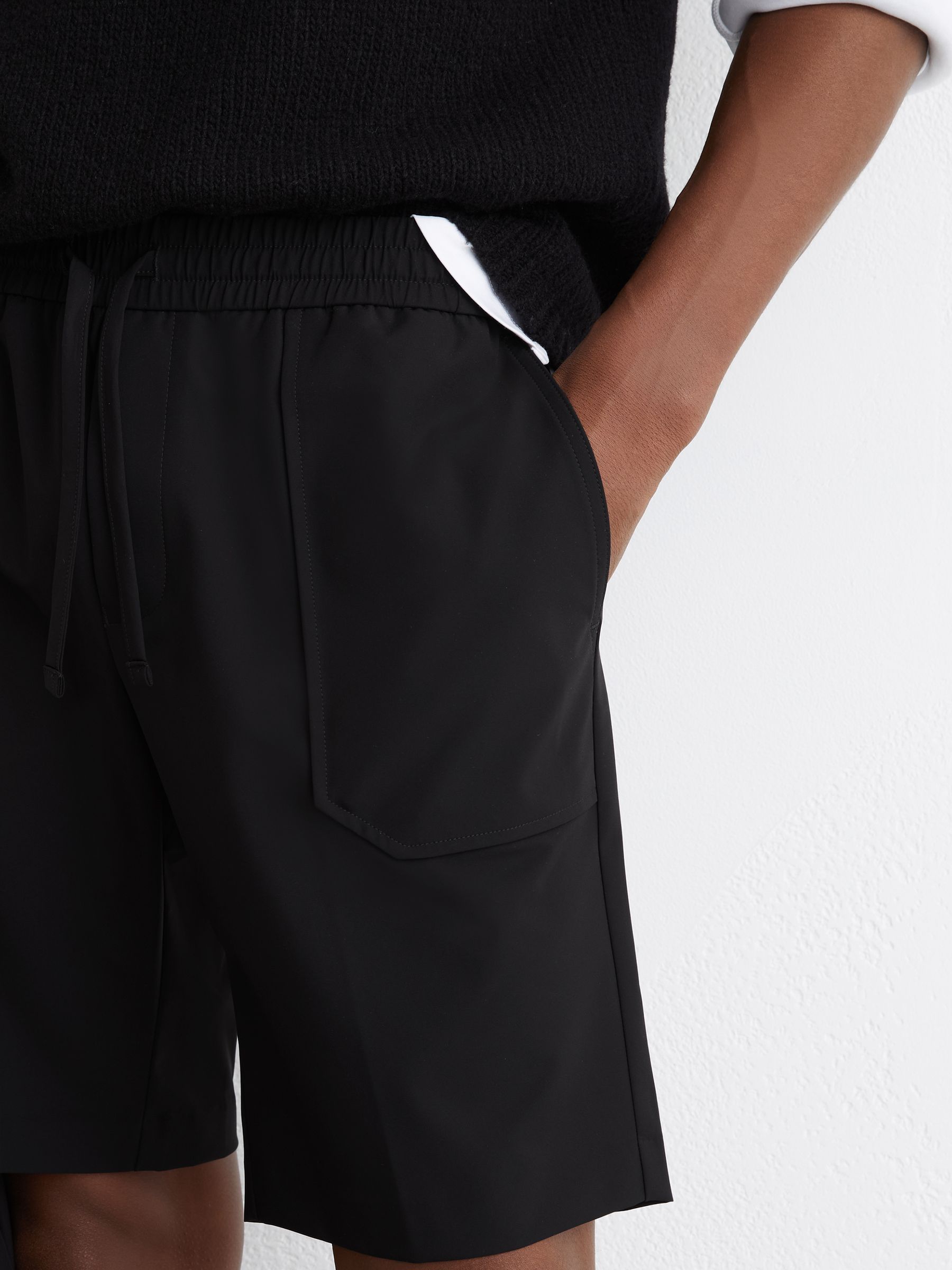 Technical Drawstring Shorts in Black - image 5