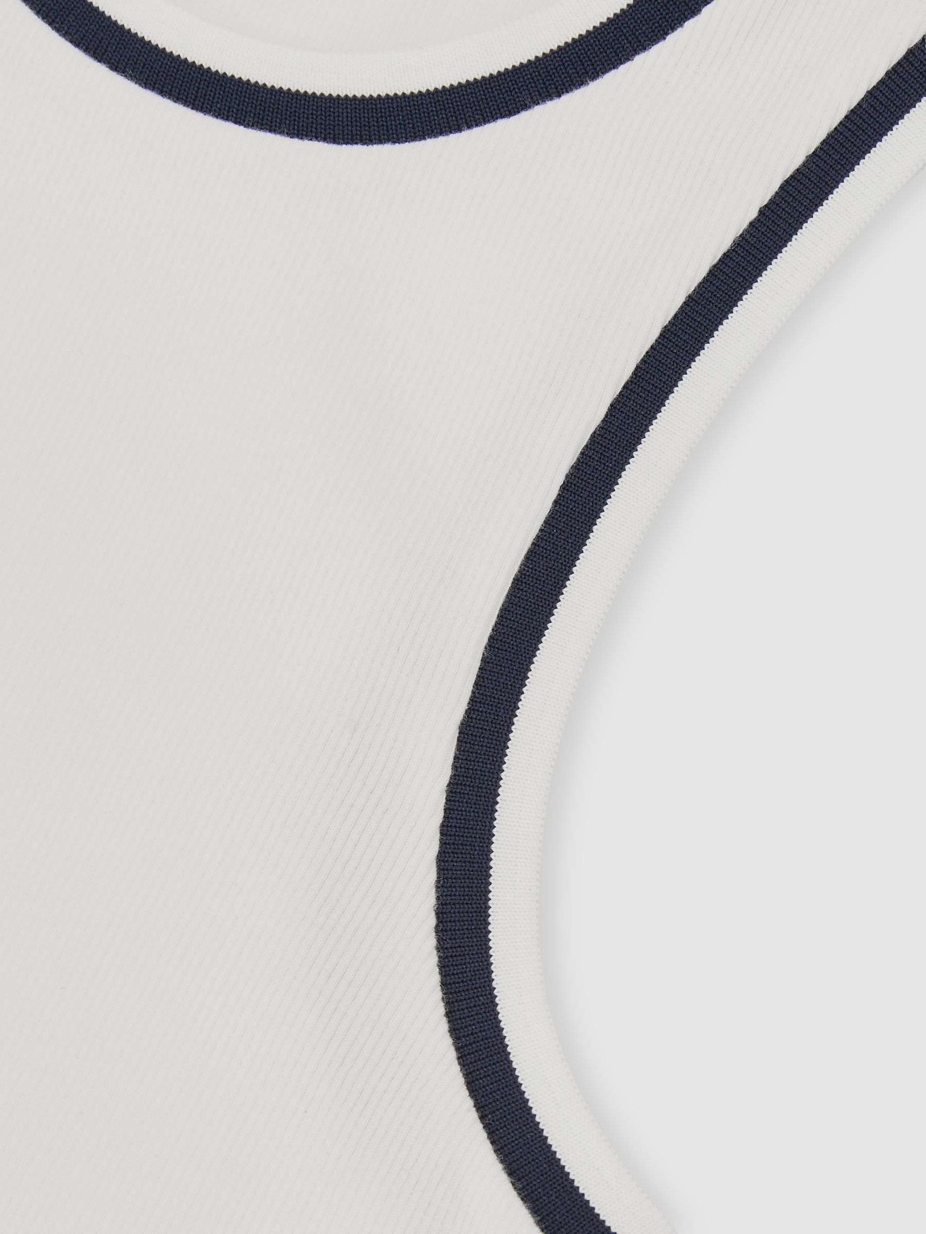 Stretch-Cotton Tipped Vest in White/Navy - image 5