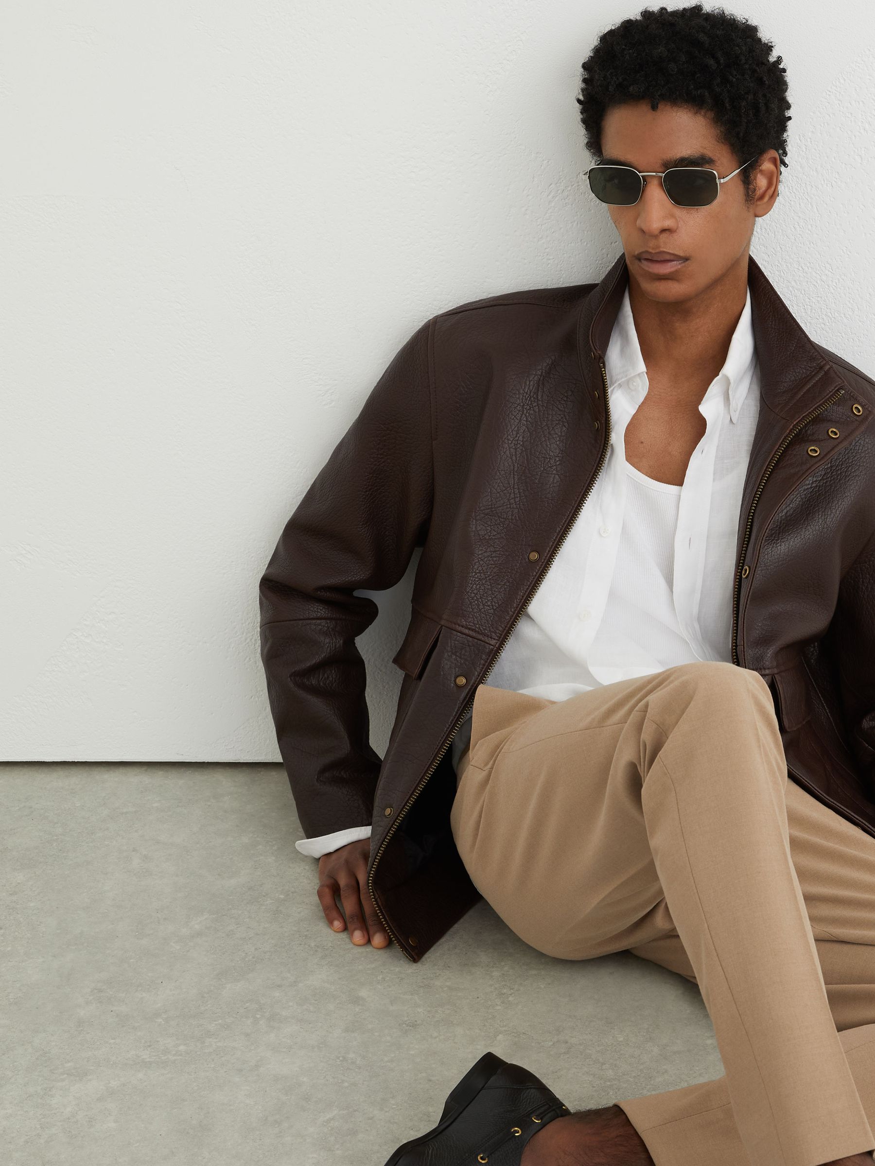 Stretch Slim-Fit Drawstring Trousers in Soft Camel Brown - Image 5 of 7