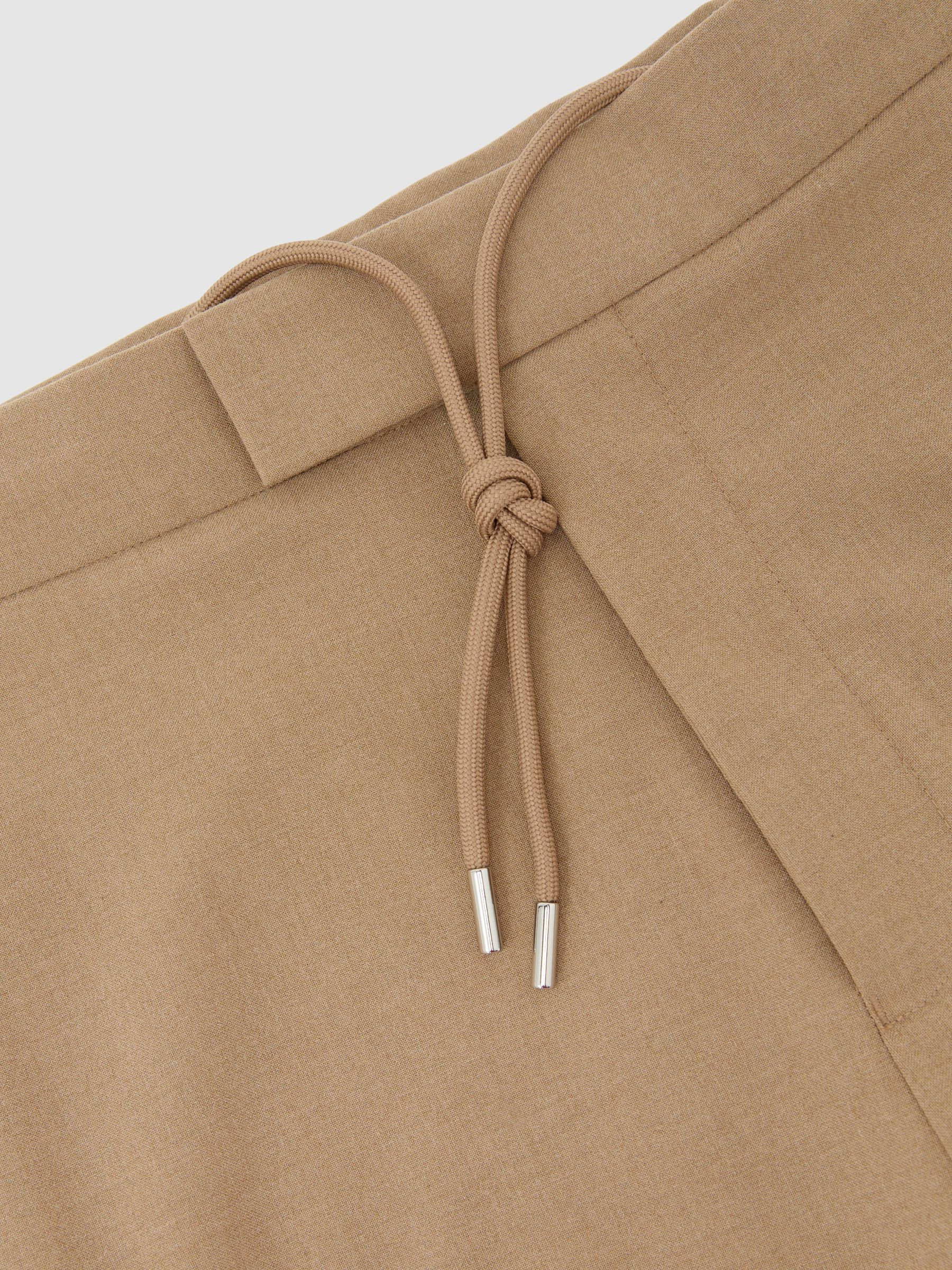 Stretch Slim-Fit Drawstring Trousers in Soft Camel Brown - Image 7 of 7