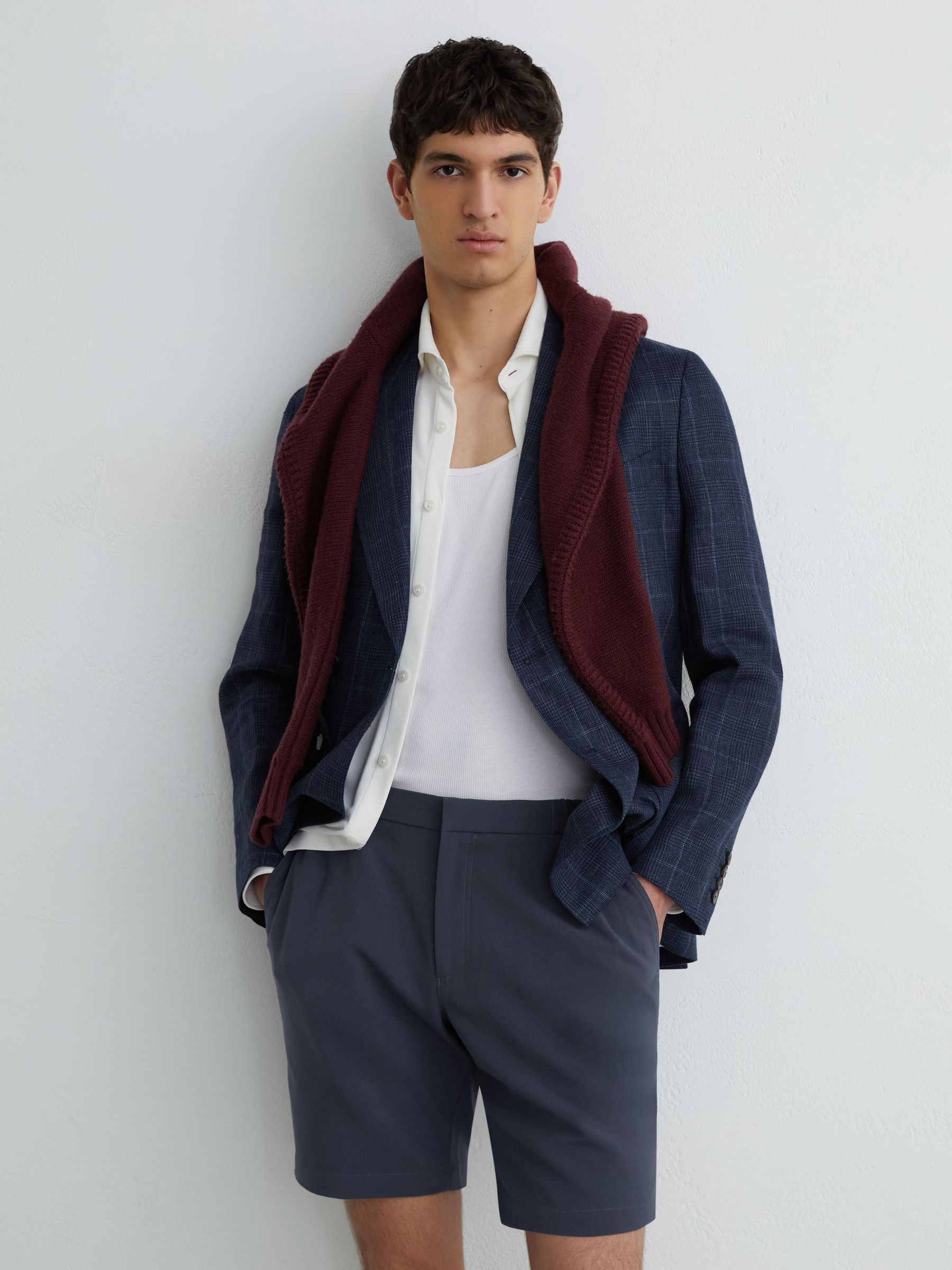 Drawstring Chino Shorts in Airforce Blue - Image 1 of 5