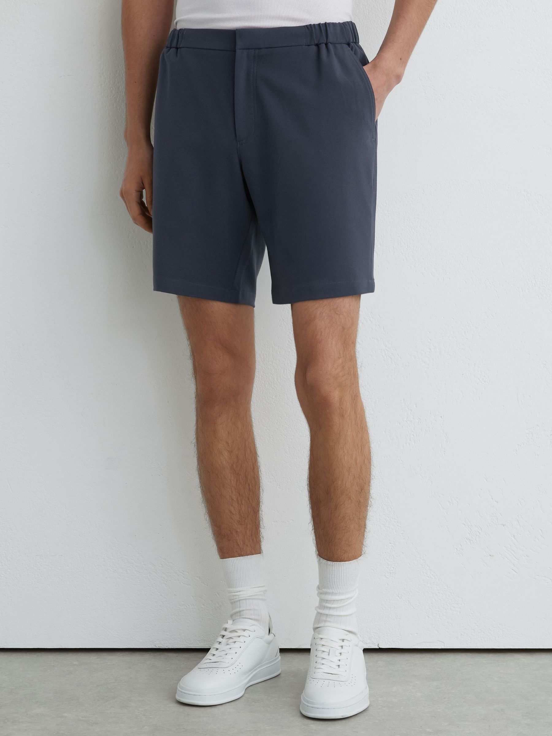 Drawstring Chino Shorts in Airforce Blue - Image 3 of 5