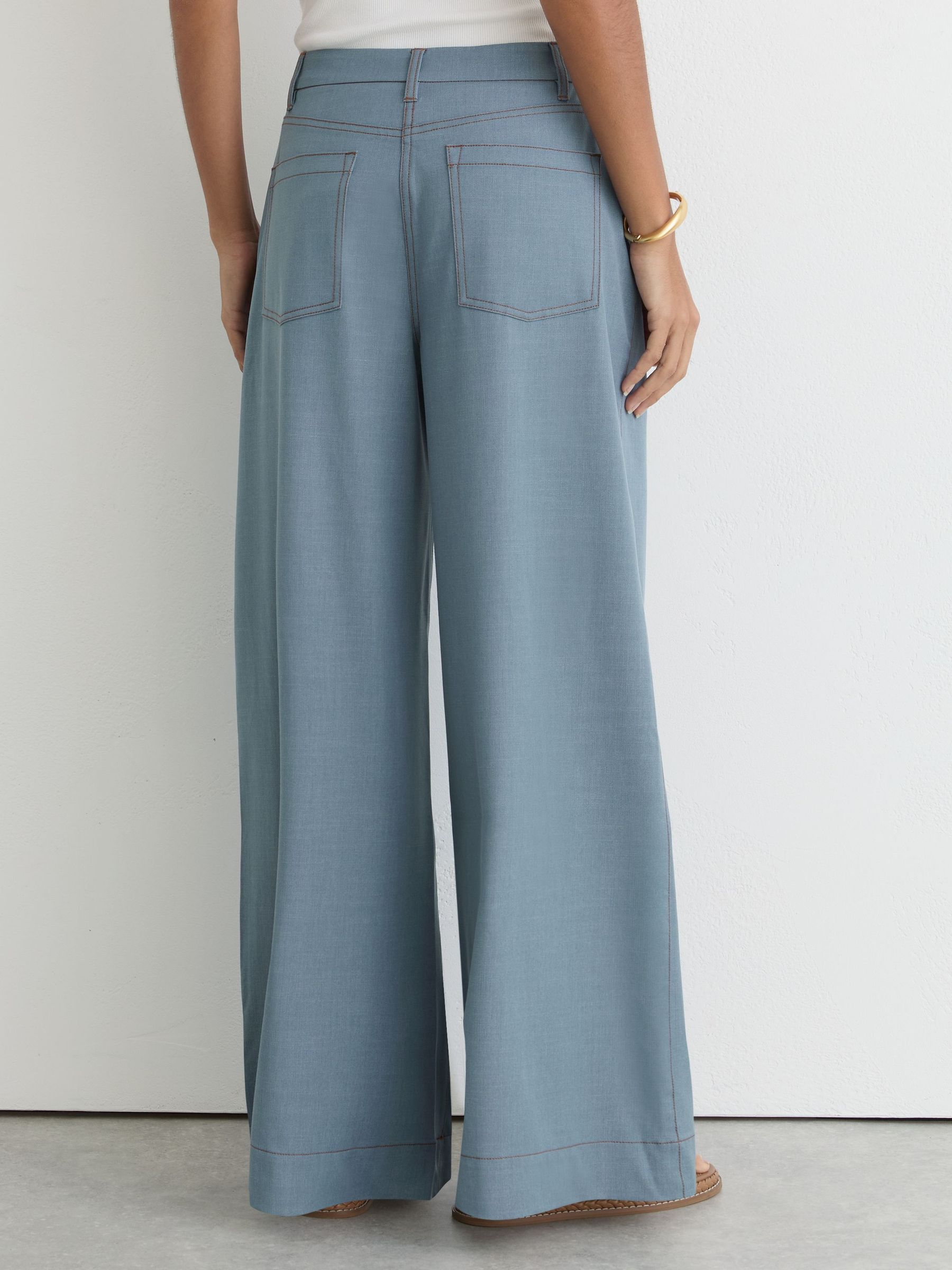 Denim-Look Wide-Leg Trousers in Light Blue - Billede 5 af 7