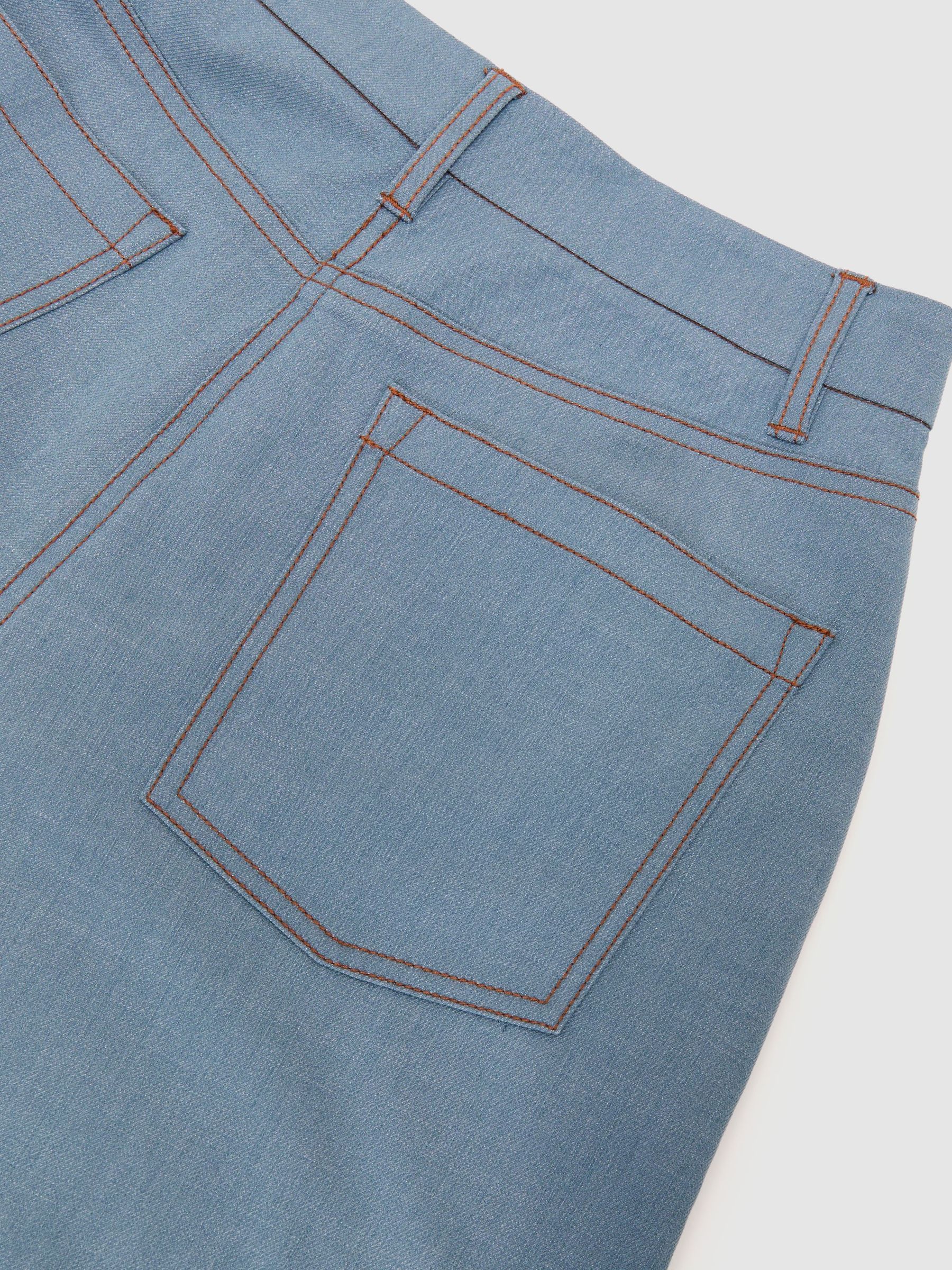 Denim-Look Wide-Leg Trousers in Light Blue - image 3