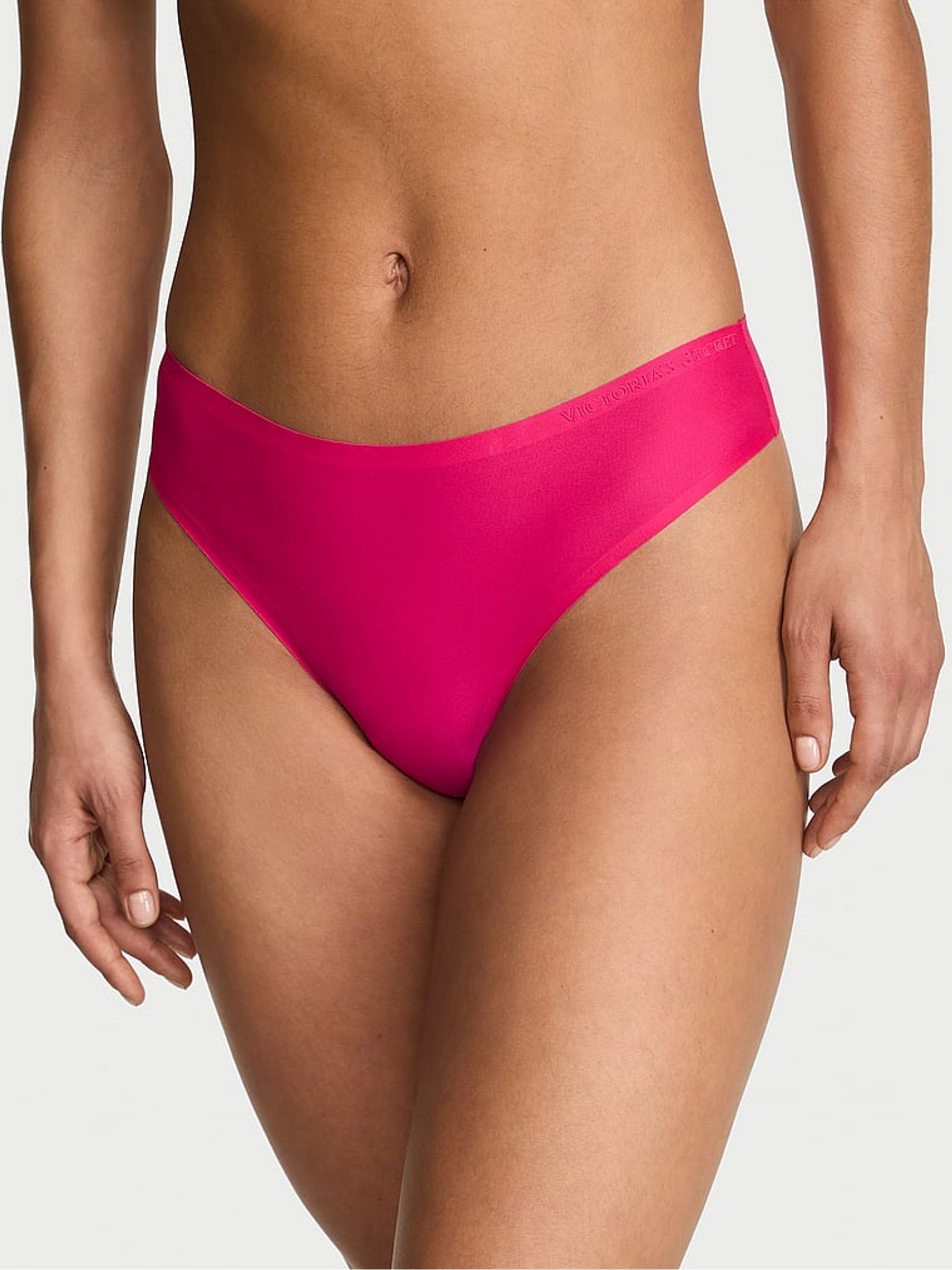 Pop Pink Thong Mid-Rise Knickers - Image 1 of 2