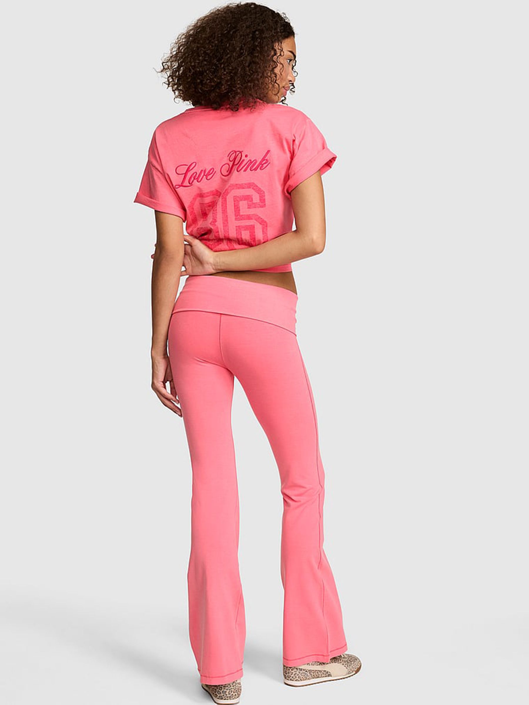 Vivid Pink Foldover Leggings - Image 2 of 2 Vivid Pink Foldover Leggings - Image 2 of 2