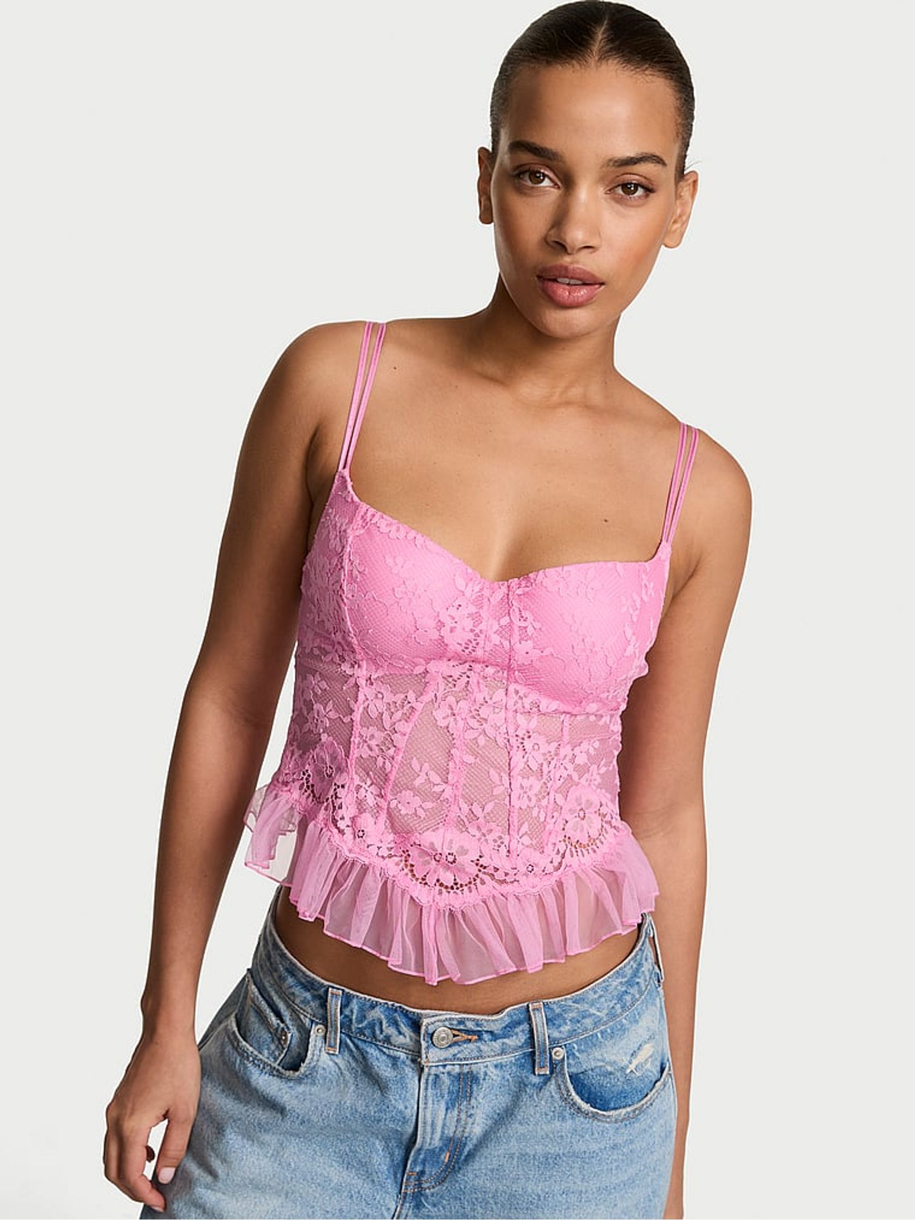 Pink Sugar Lace Ruffle Bra Top - Image 1 of 2