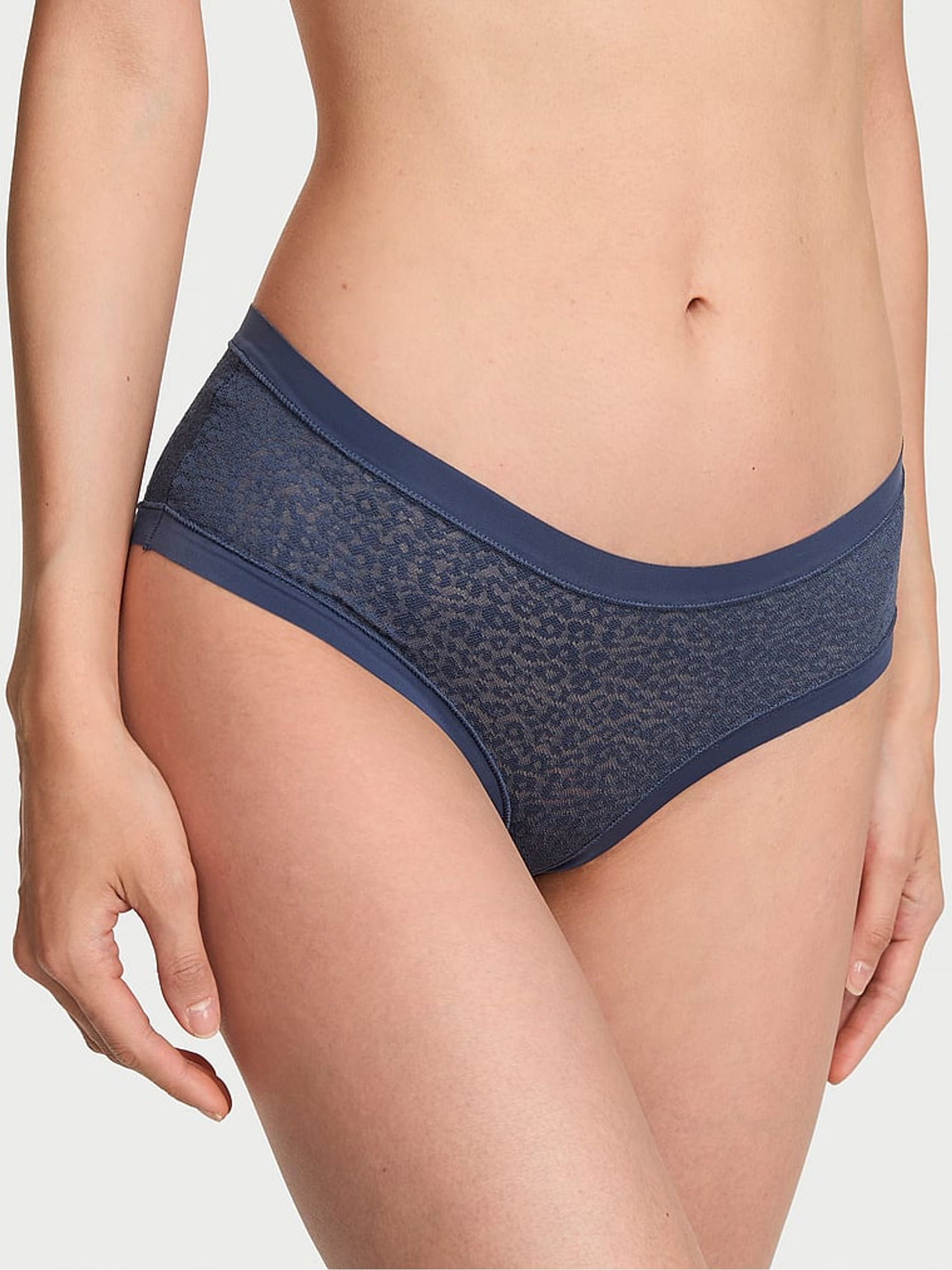 Monaco Blue Cheeky Leopard Lace Knickers - Image 1 of 2