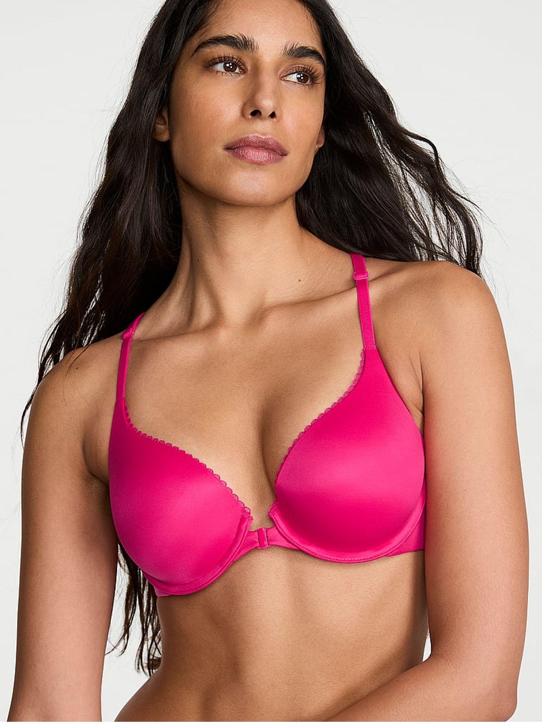Pop Pink Full Cup Push Up Lace Front Close Bra - Image 1 of 2