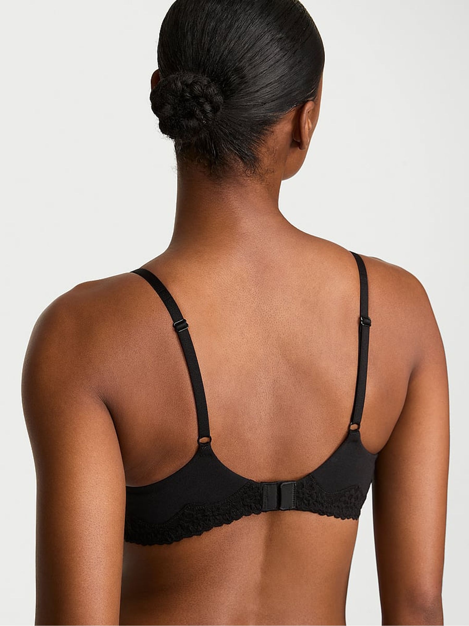 Black Lightly Lined Balcony Cotton Lace Trim Bra - Image 2 of 2