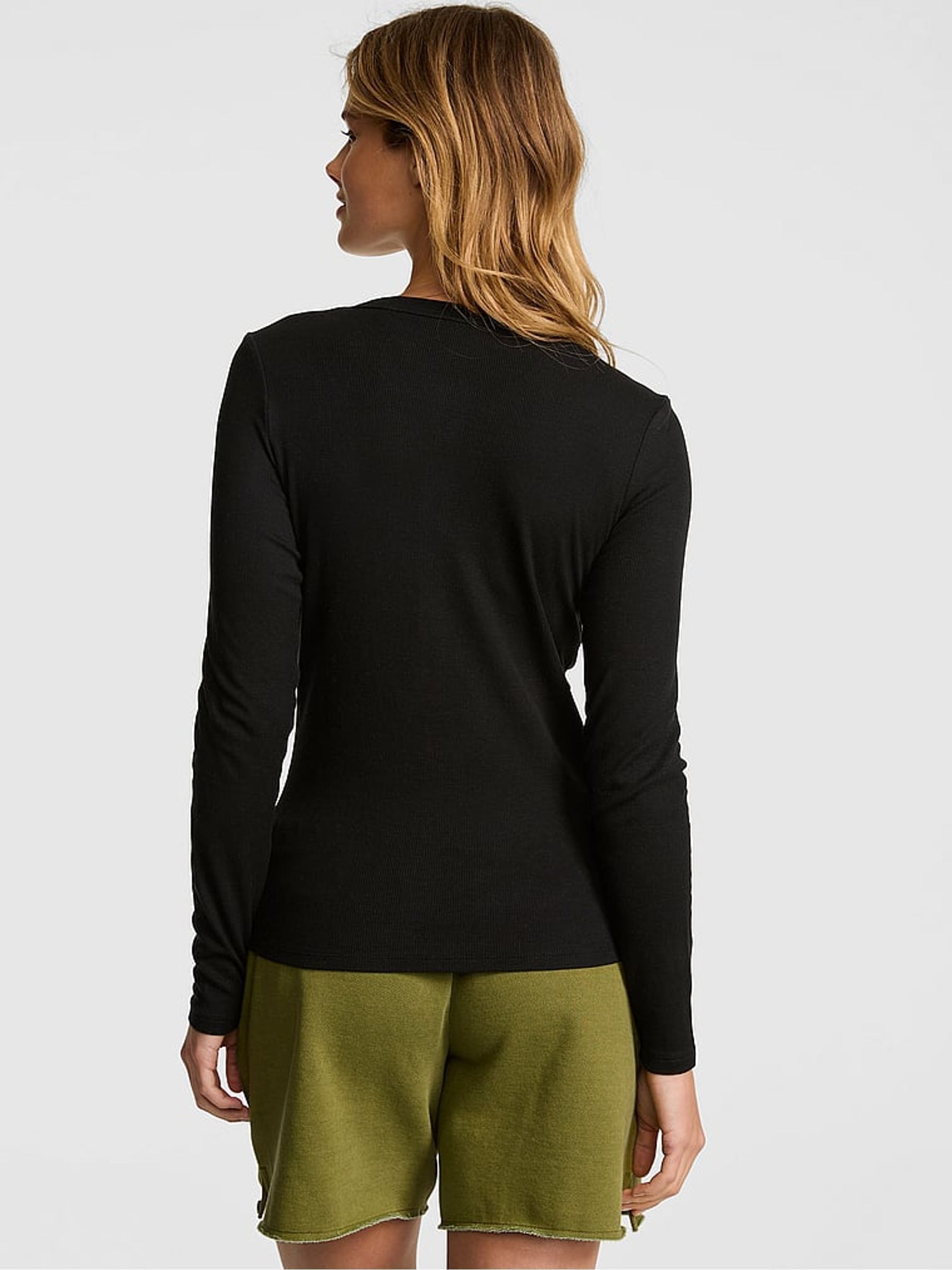 Black Ribbed Long Sleeve T-Shirt - Image 2 of 2