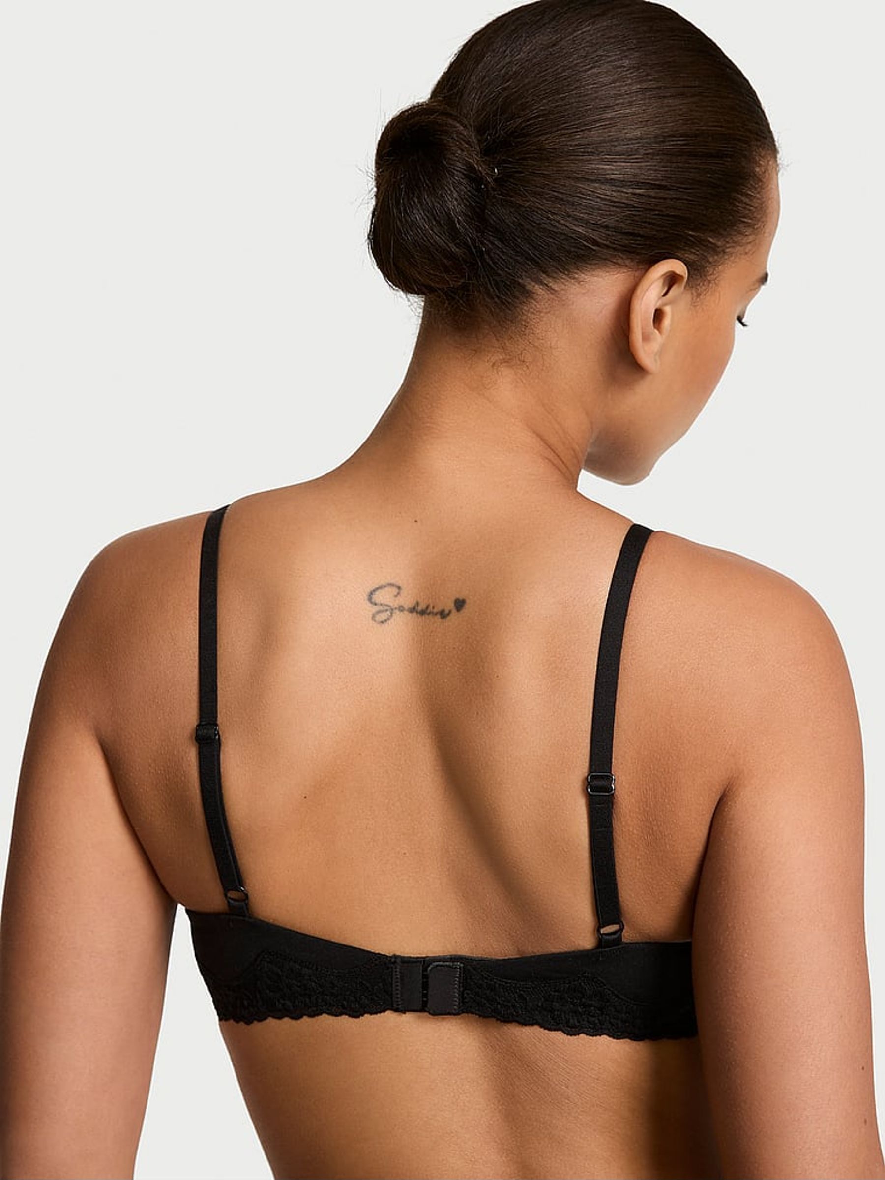 Black Full Cup Push Up Cotton Lace Trim Bra - Image 2 of 2