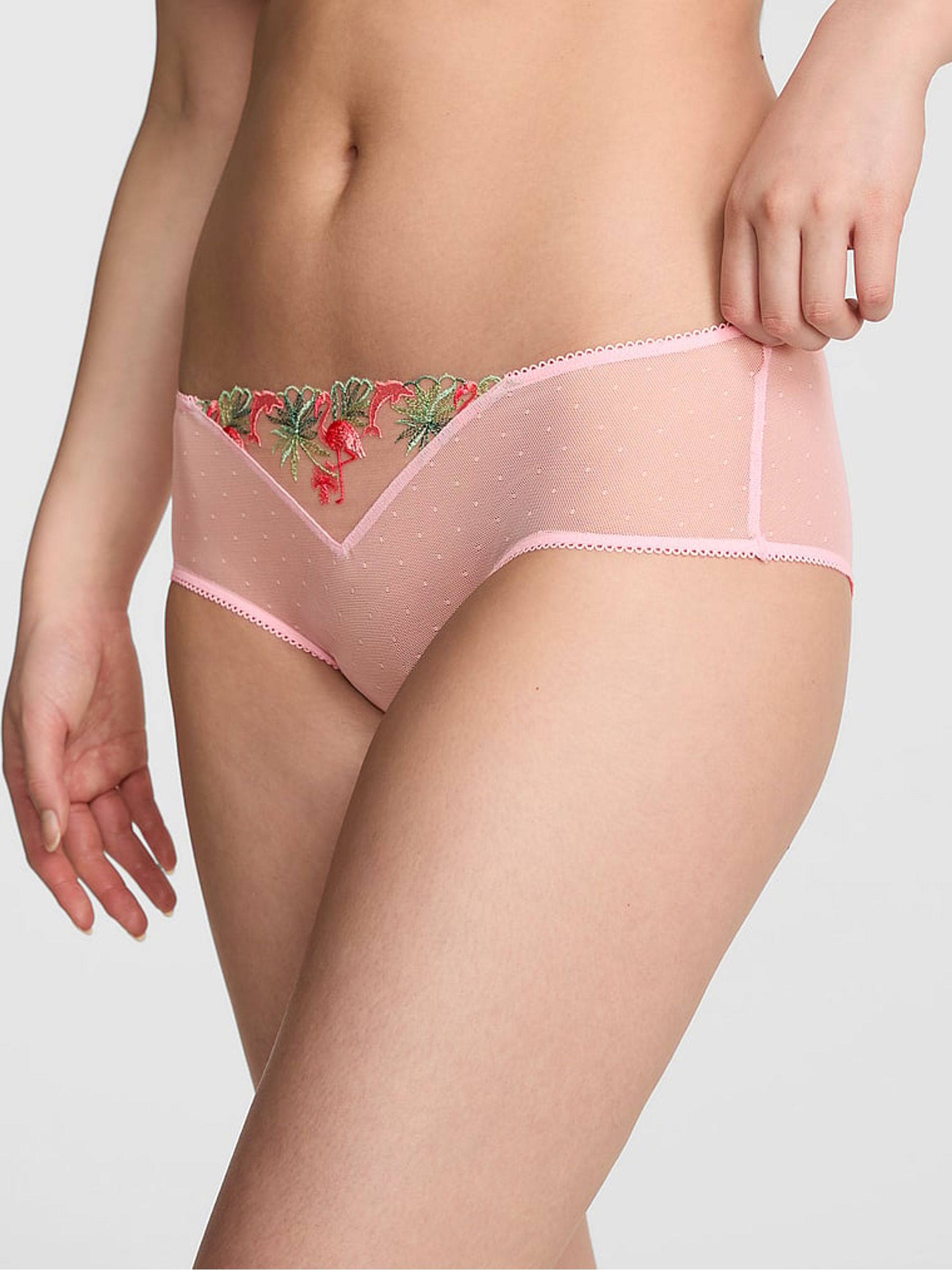 Pink Cheeky Flamingo Embroidery Knickers - Image 2 of 3