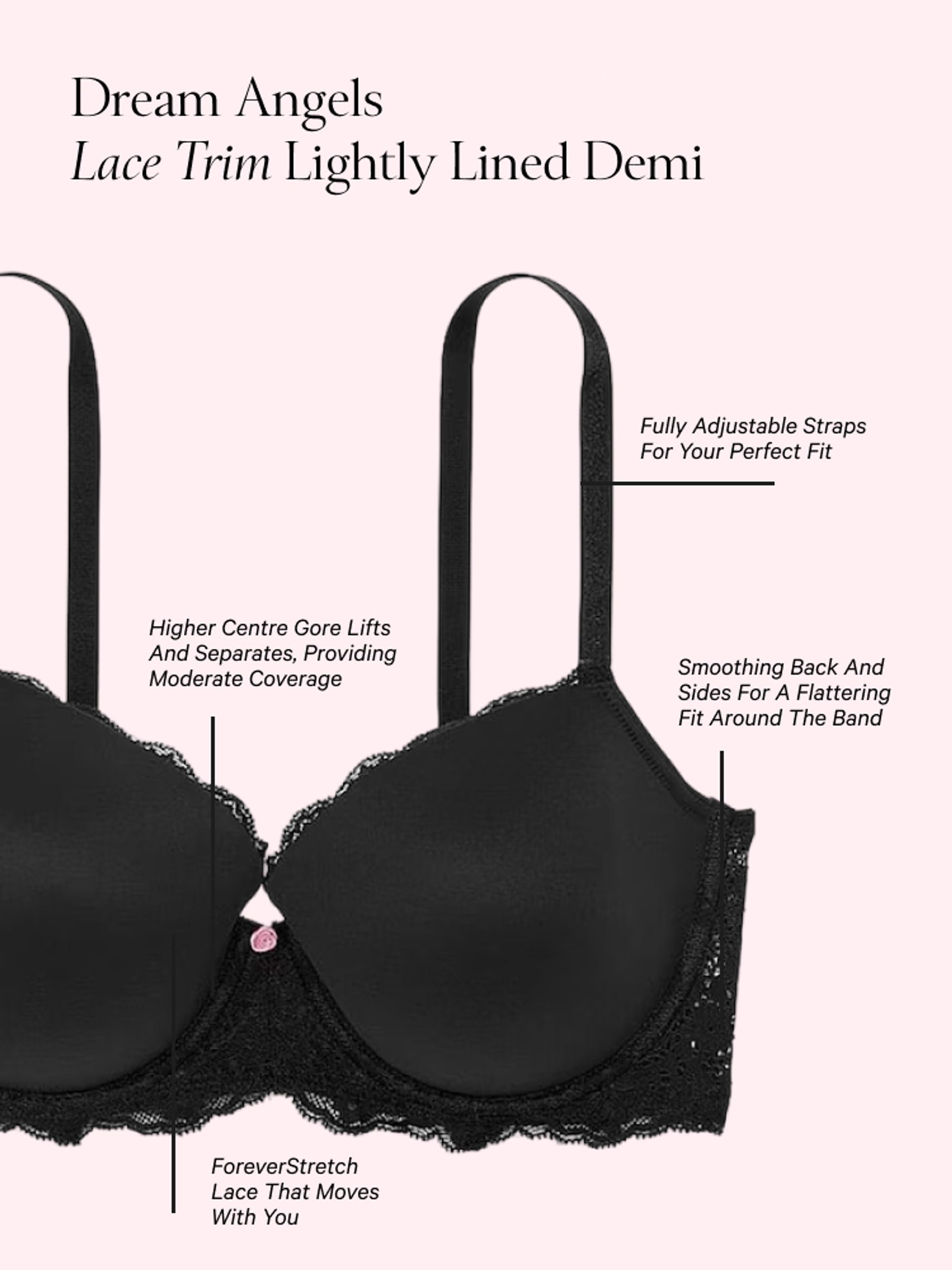 Pink Sugar Lace Trim Lightly Lined Demi Bra - Image 3 of 3 Pink Sugar Lace Trim Lightly Lined Demi Bra - Image 3 of 3