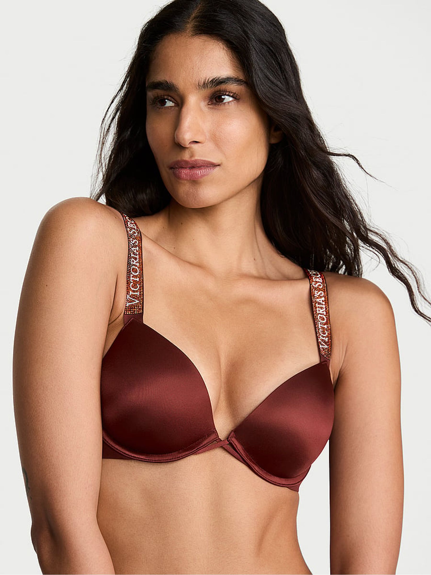 Dark Chili Brown Push Up Shine Strap Bra - Image 2 of 4