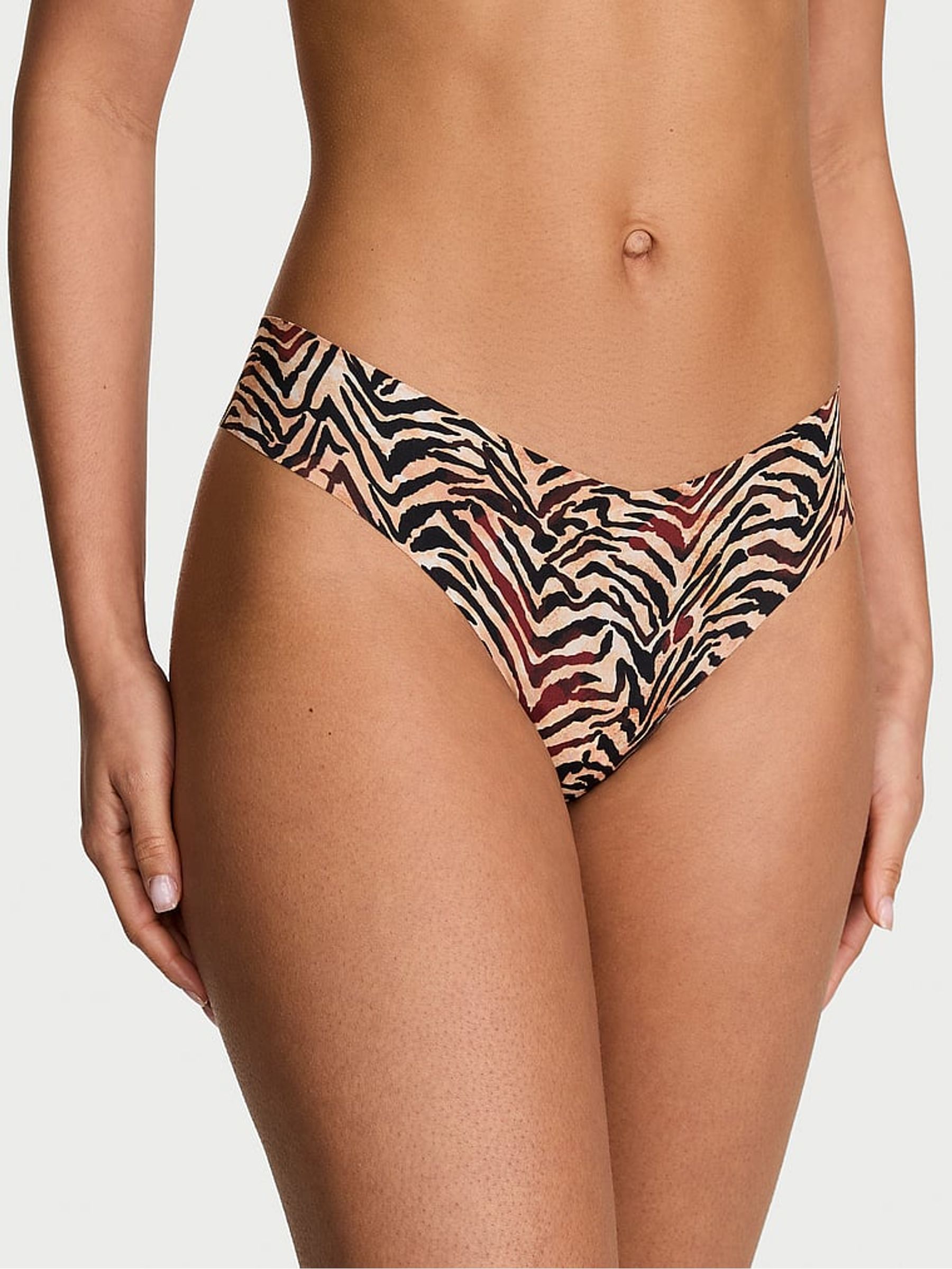 Brown Tiger Stripe Thong Knickers - Image 1 of 2 Brown Tiger Stripe Thong Knickers - Image 1 of 2