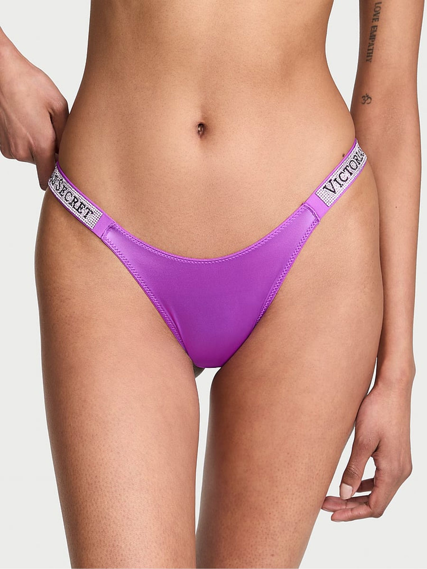Gum Drop Purple Brazilian Shine Strap Knickers - Image 1 of 2