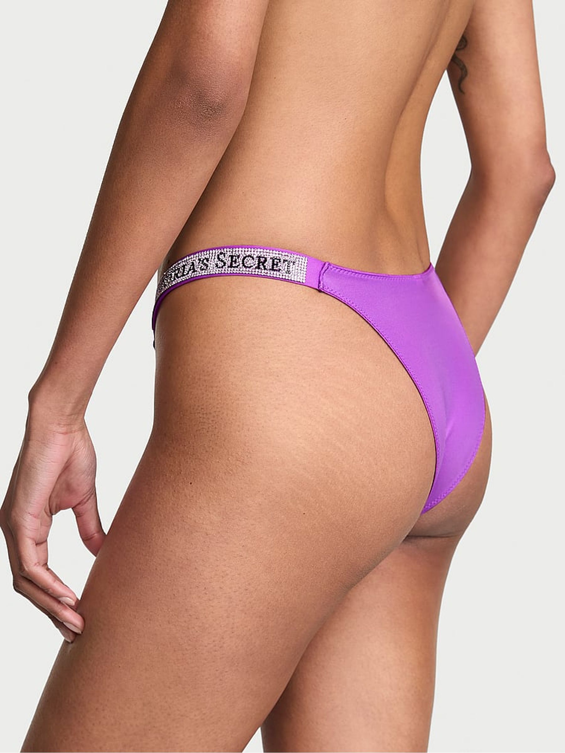 Gum Drop Purple Brazilian Shine Strap Knickers - Image 2 of 2