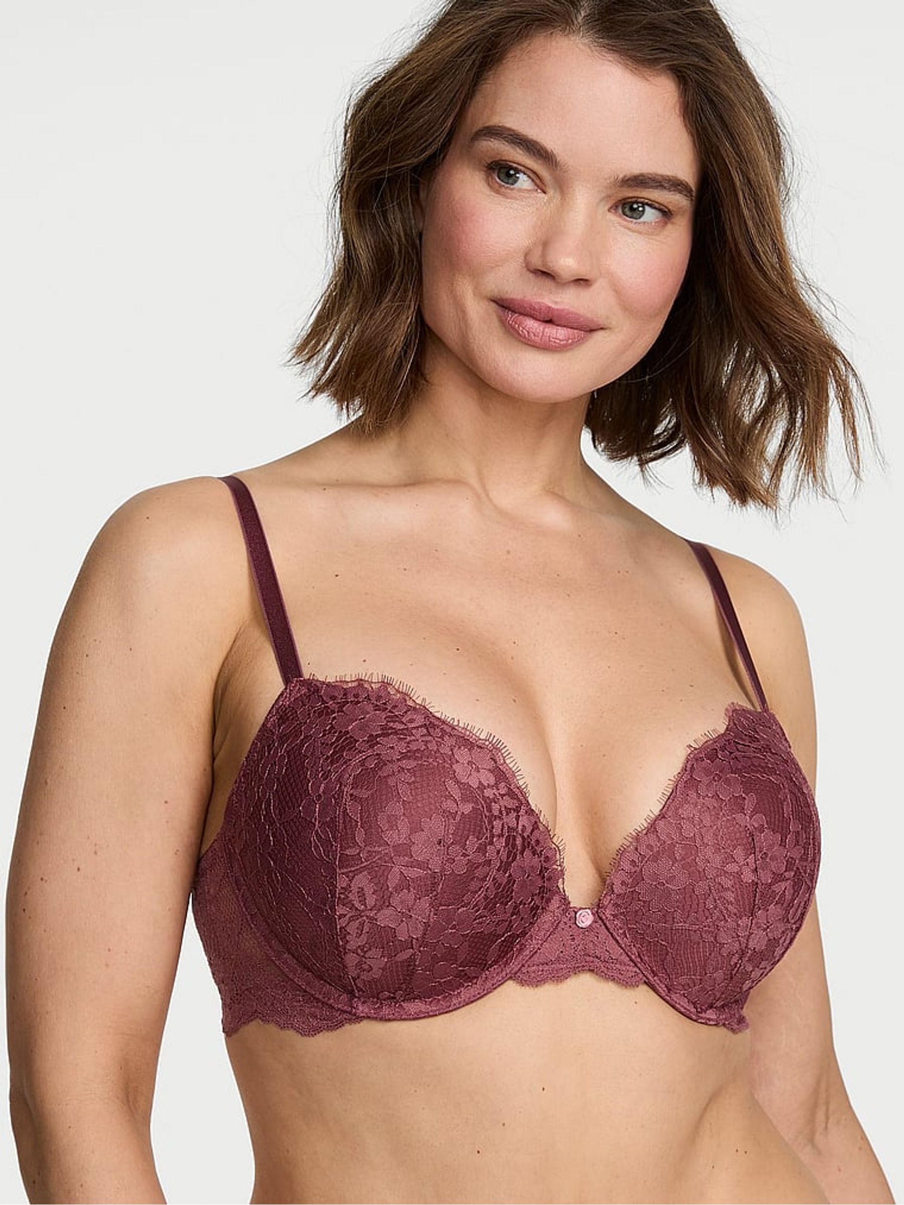 Morning Rose Pink Push Up Lace Bra - Image 1 of 3