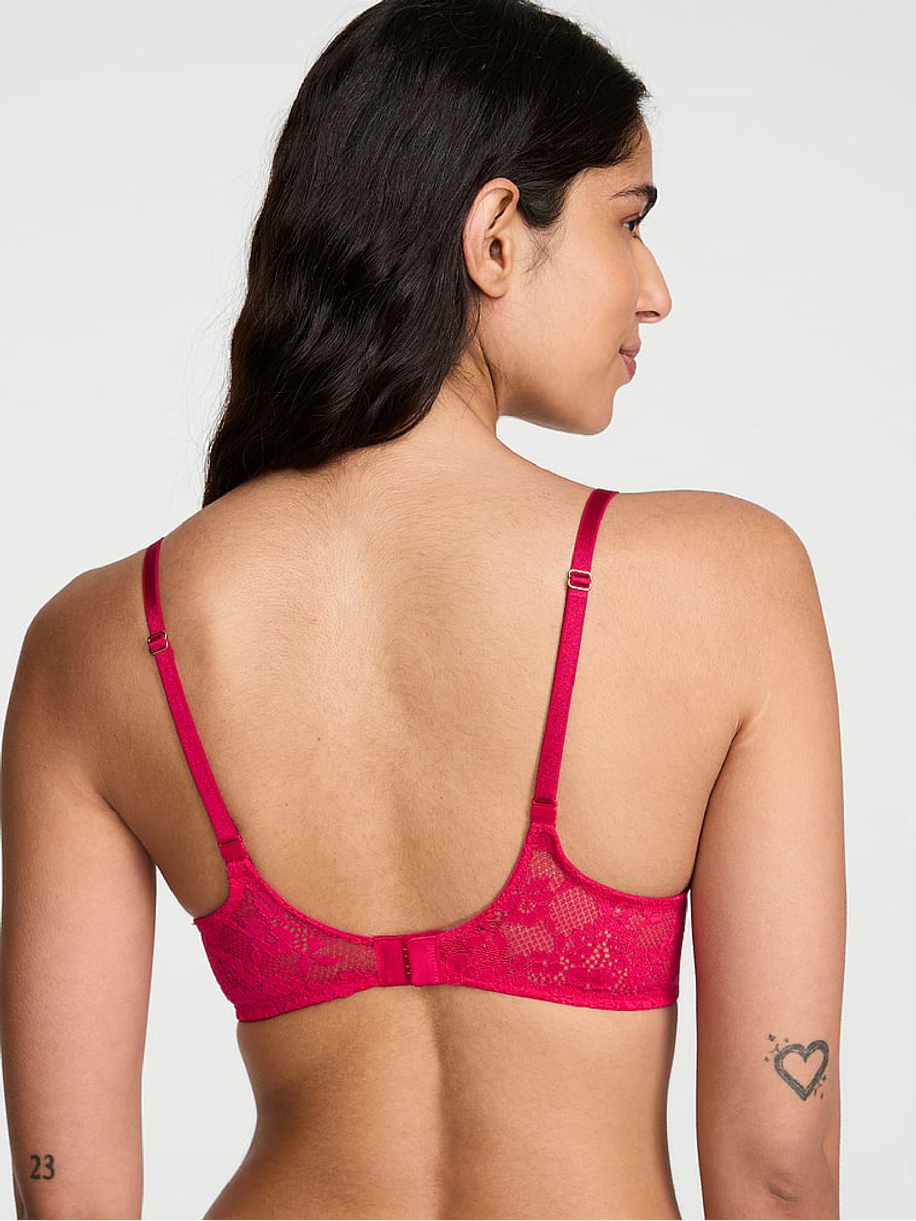 Vibrant Fuchsia Pink Non Wired Push Up Lace Bra - Image 2 of 2