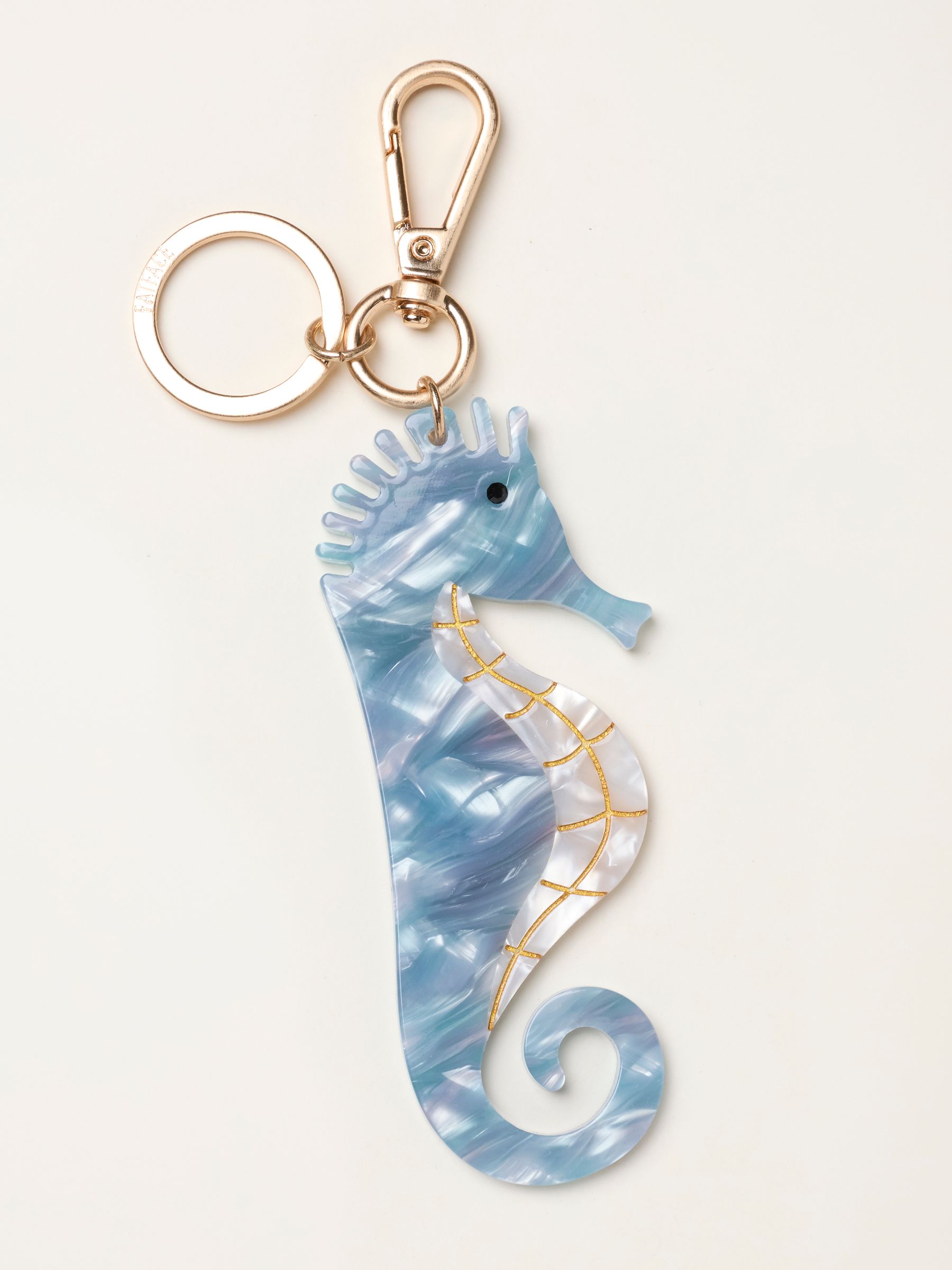Pale Blue Seahorse Resin Bag Charm Keyring - Image 1 of 3