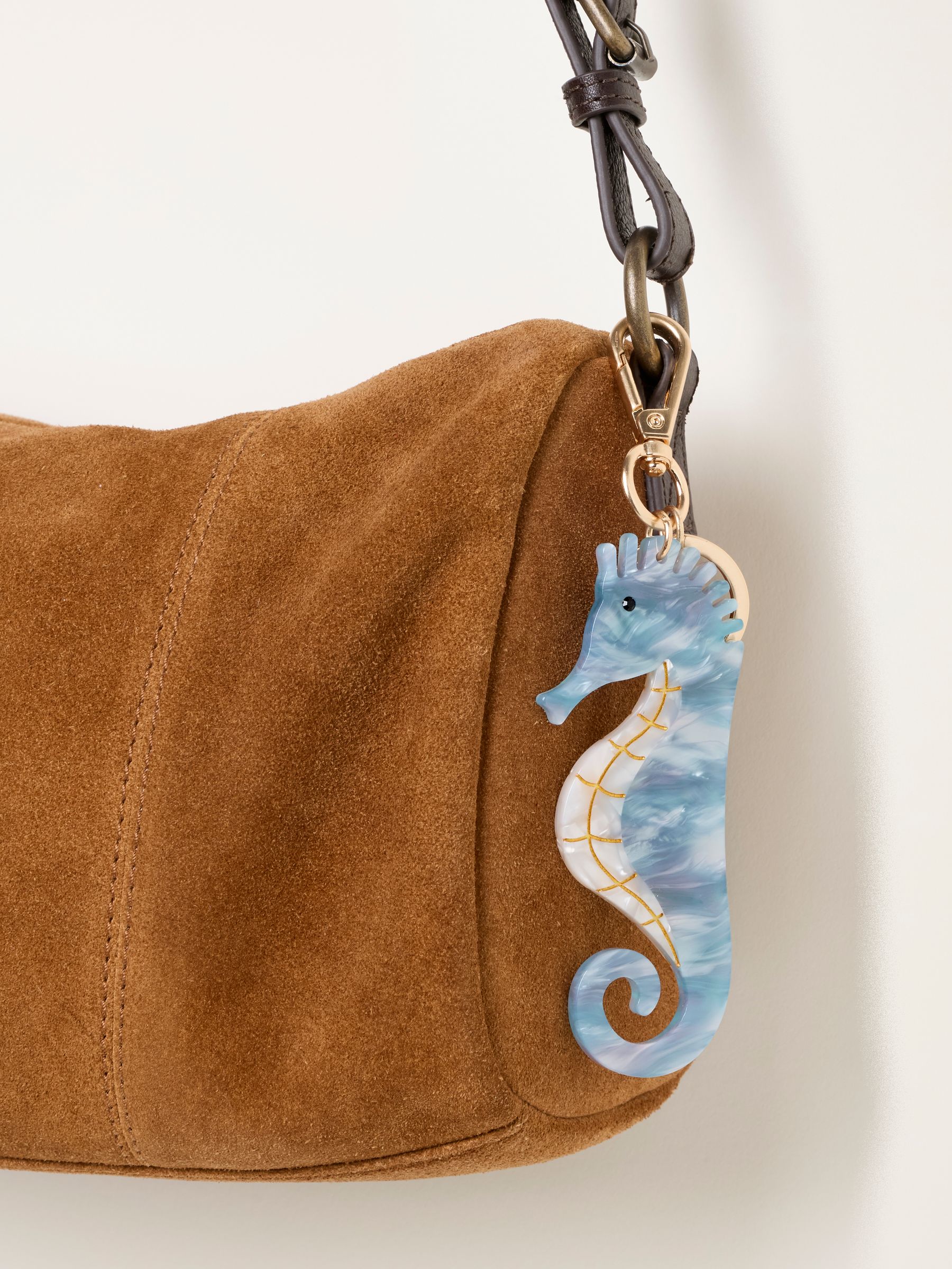 Pale Blue Seahorse Resin Bag Charm Keyring - Image 2 of 3
