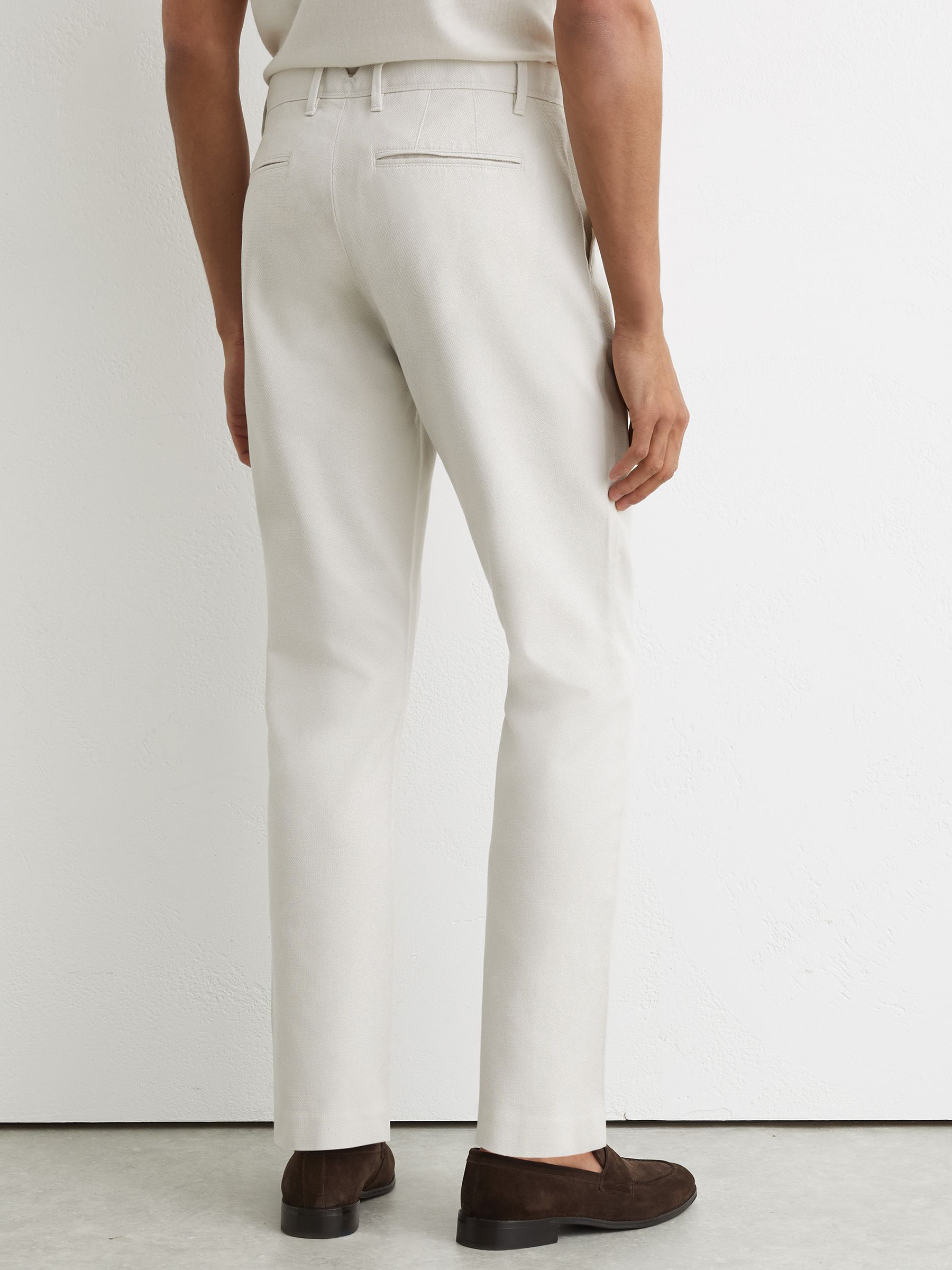 Cotton Pique Chino Trousers in Off White - image 4