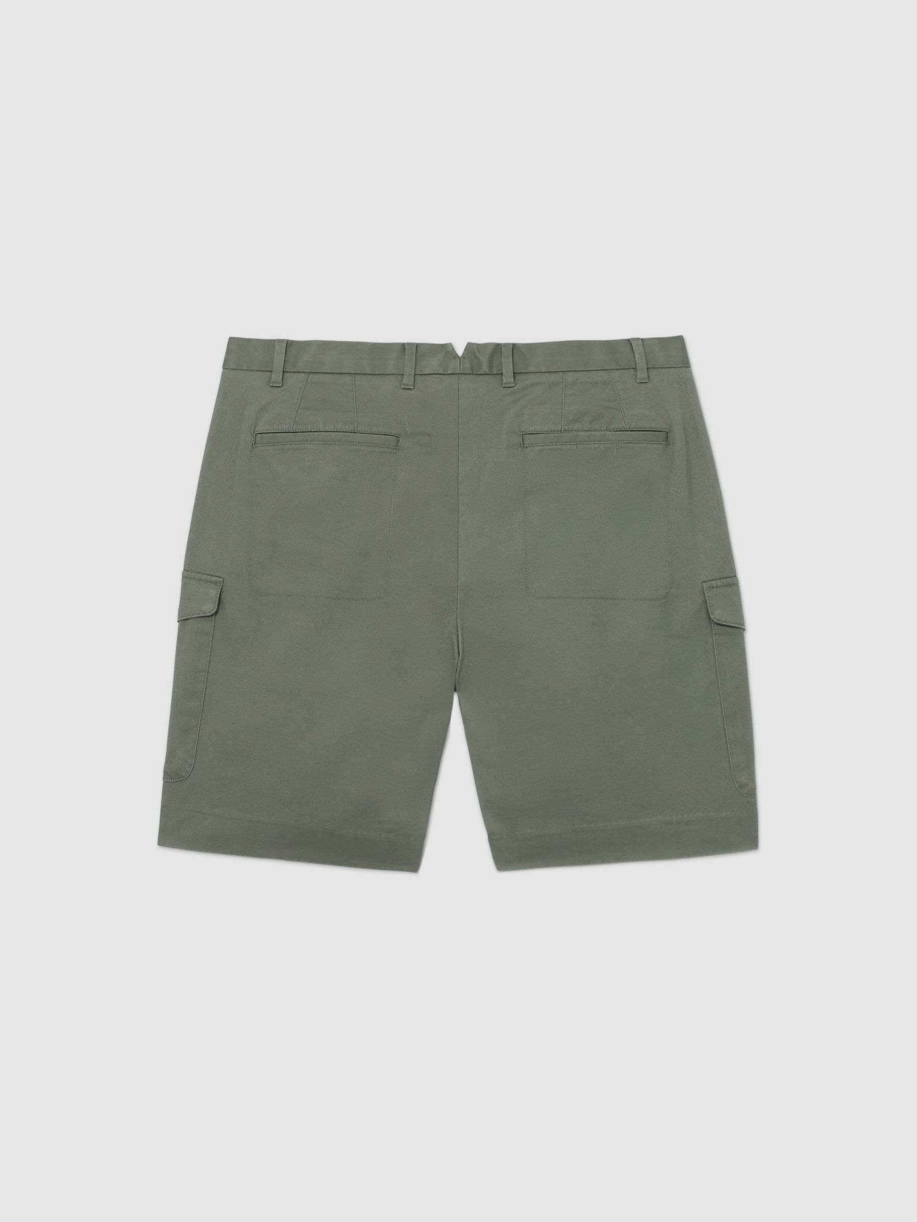 Cotton Cargo Chino Shorts with Stretch in Sage Green - image 4