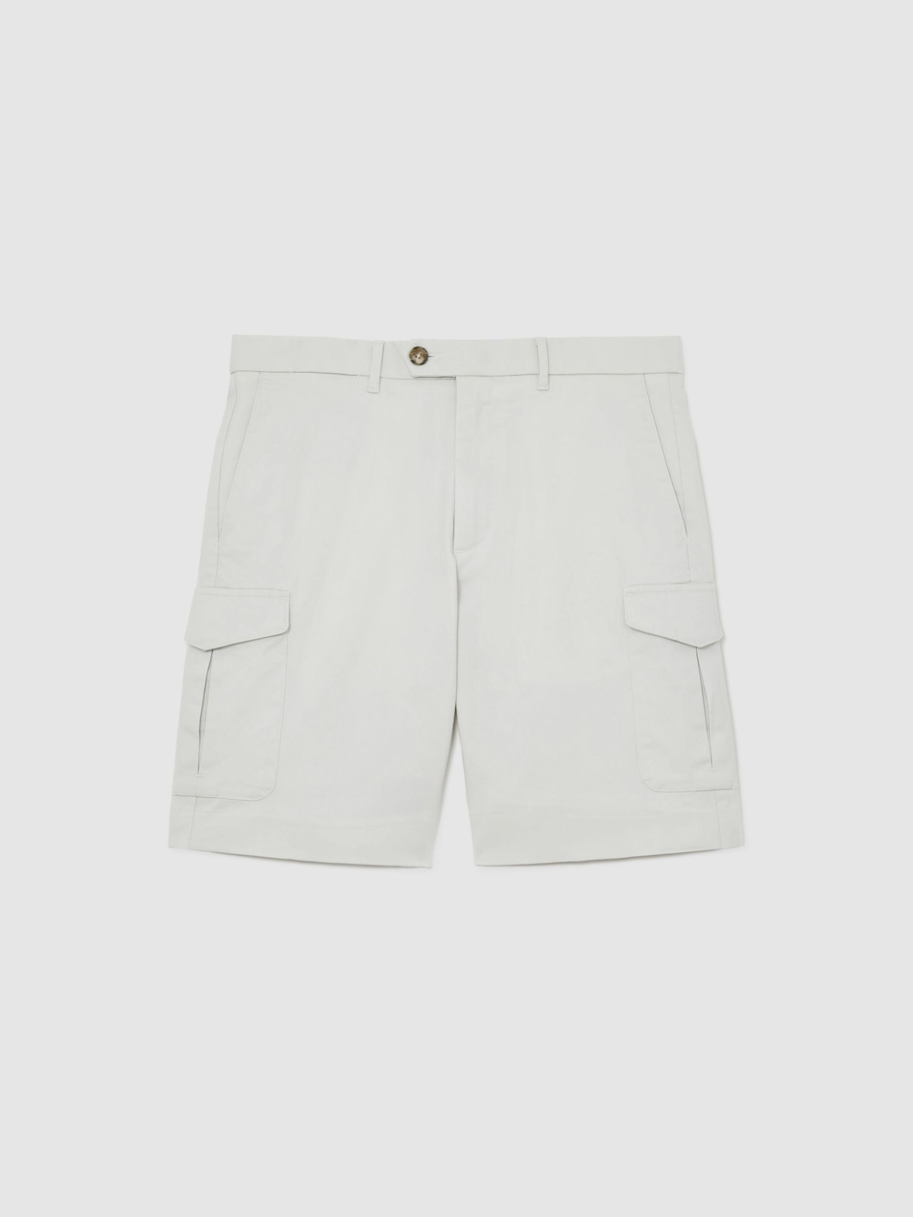 Cotton Cargo Chino Shorts with Stretch in Chalk