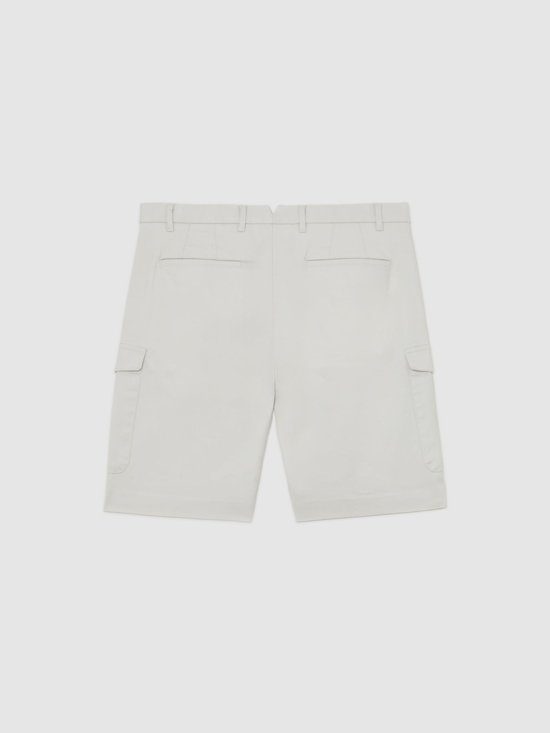 Cotton Cargo Chino Shorts with Stretch in Chalk - image 3