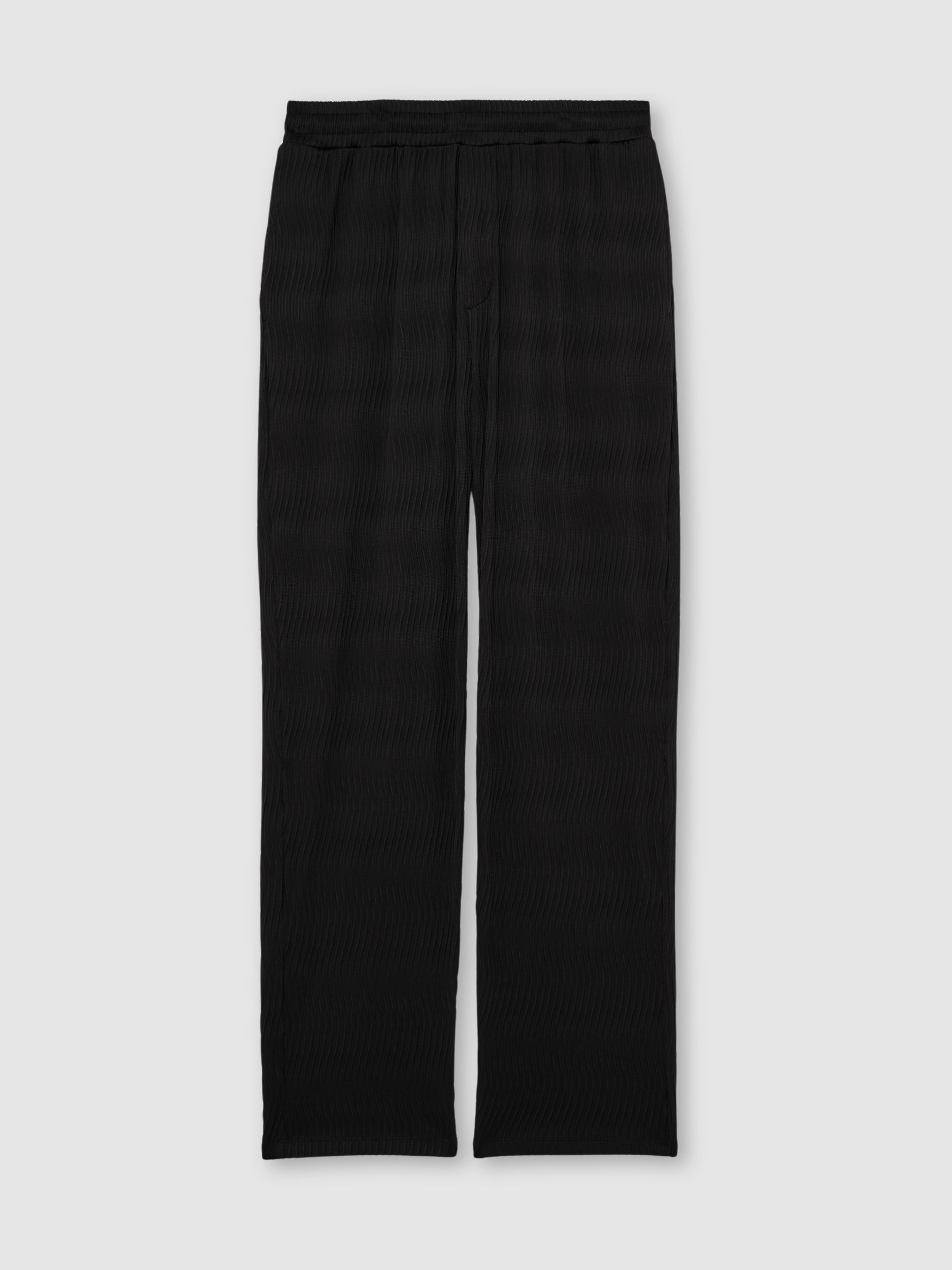 Wave Jacquard Drawstring Trouser in Black - Image 2 of 6 Wave Jacquard Drawstring Trouser in Black - Image 2 of 6