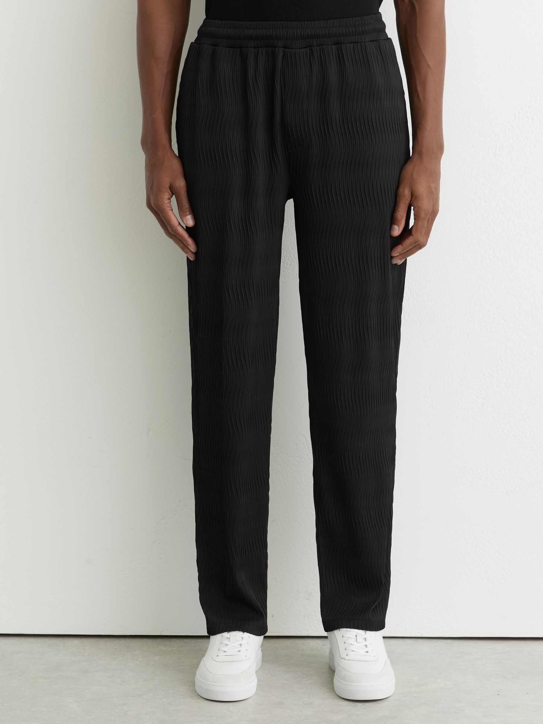 Wave Jacquard Drawstring Trouser in Black - Image 4 of 6
