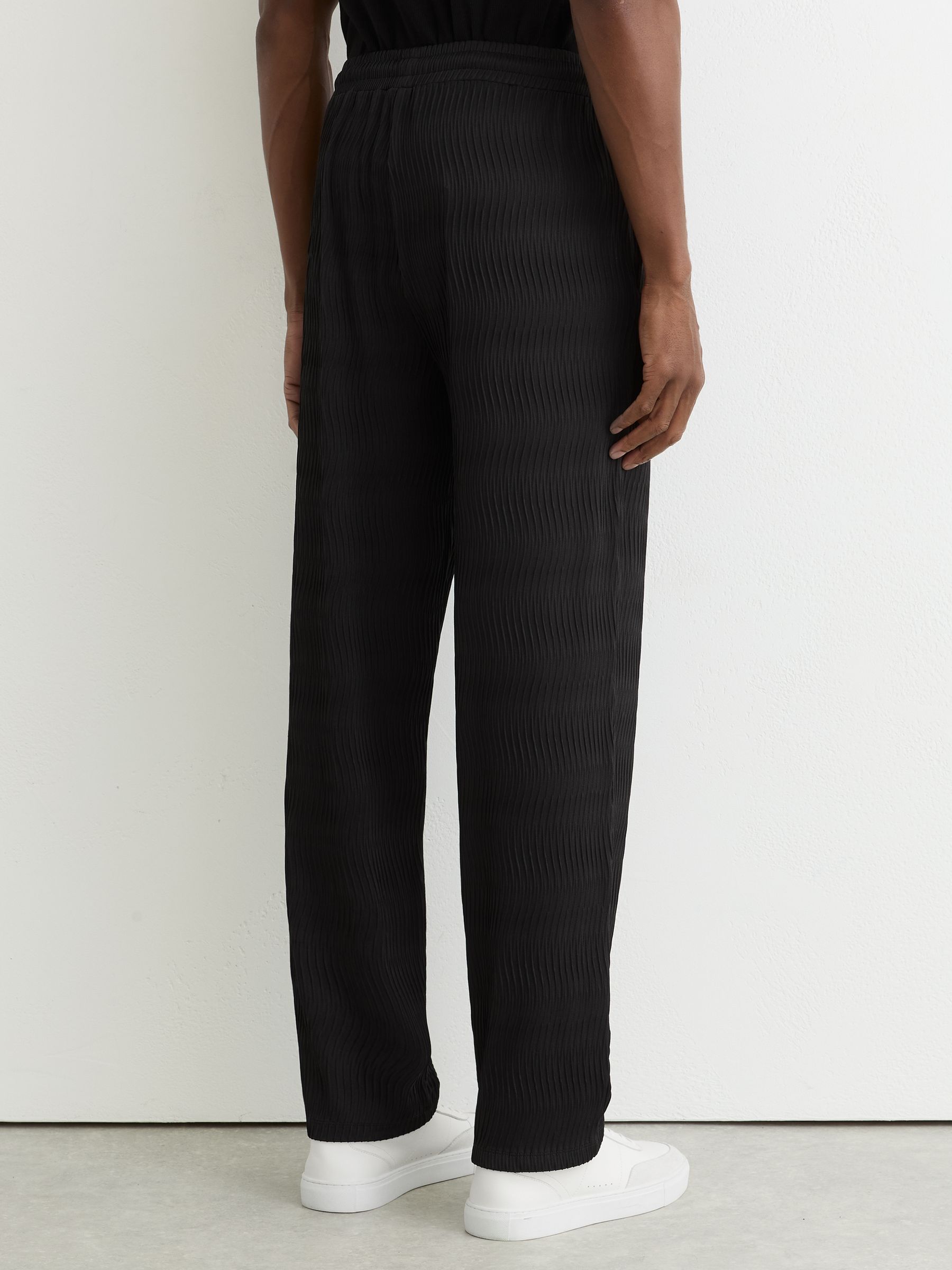 Wave Jacquard Drawstring Trouser in Black - Image 5 of 6