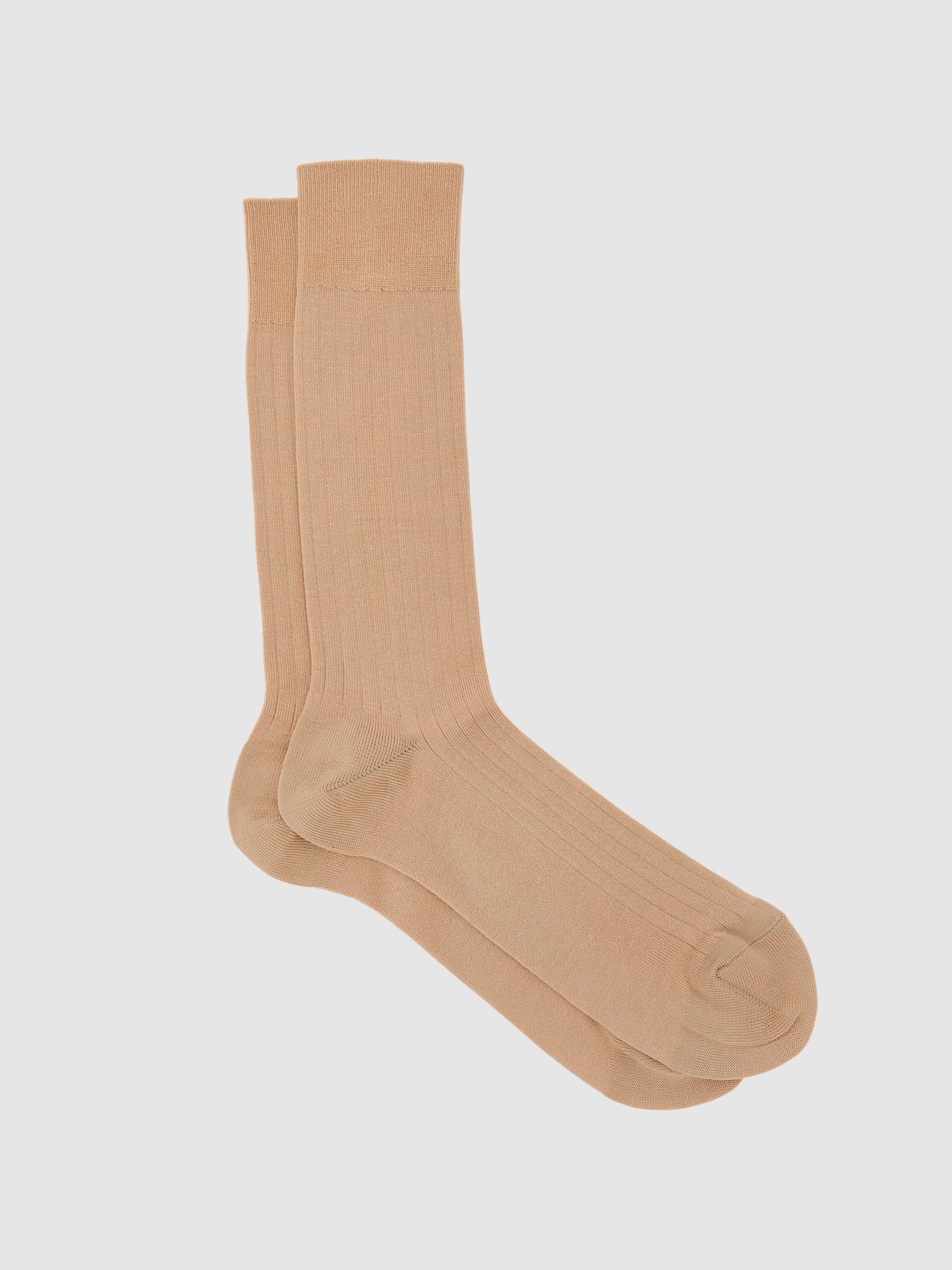 Cotton-Blend Ribbed Socks in Sand - image 3