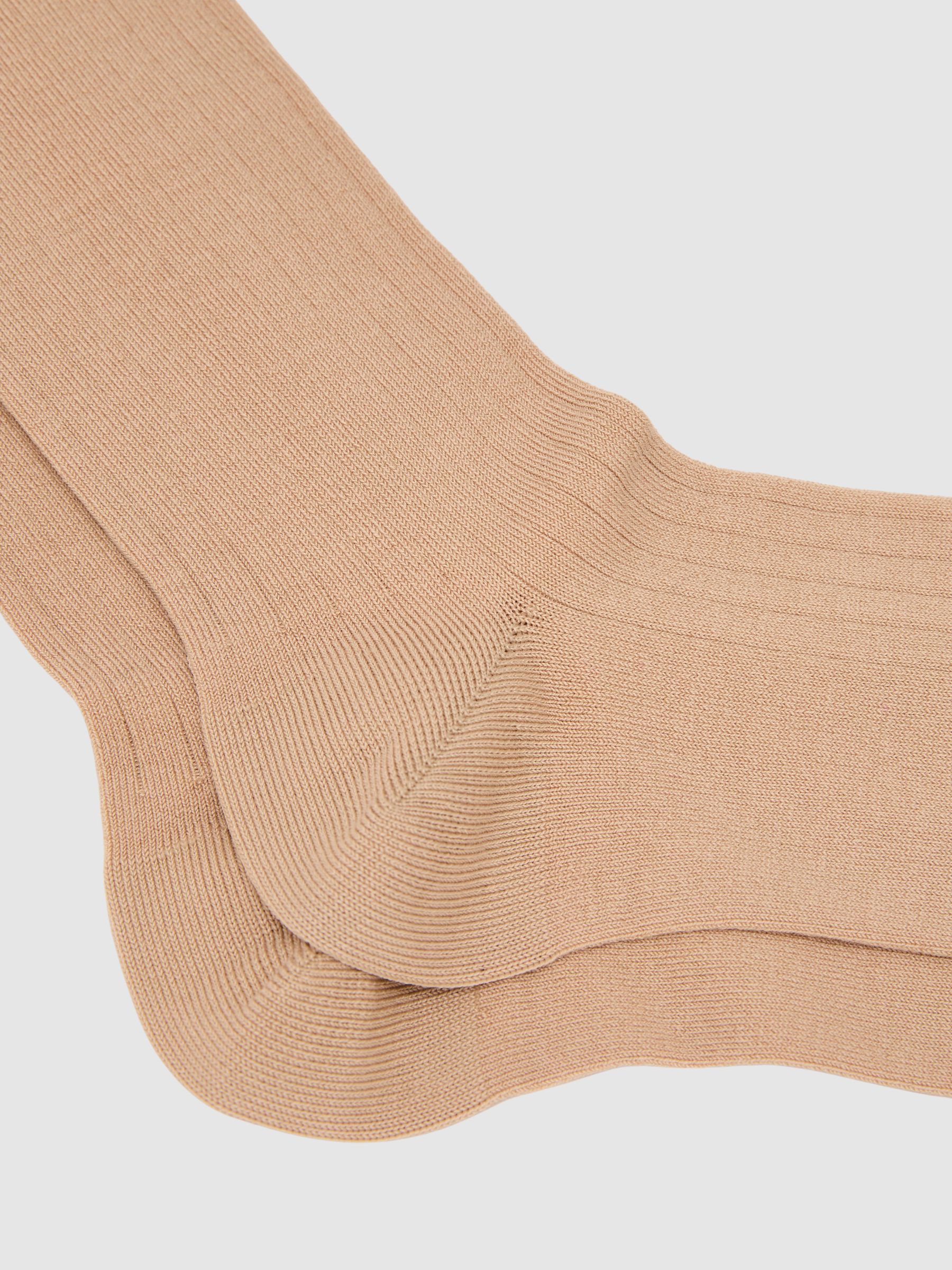 Cotton-Blend Ribbed Socks in Sand - image 2