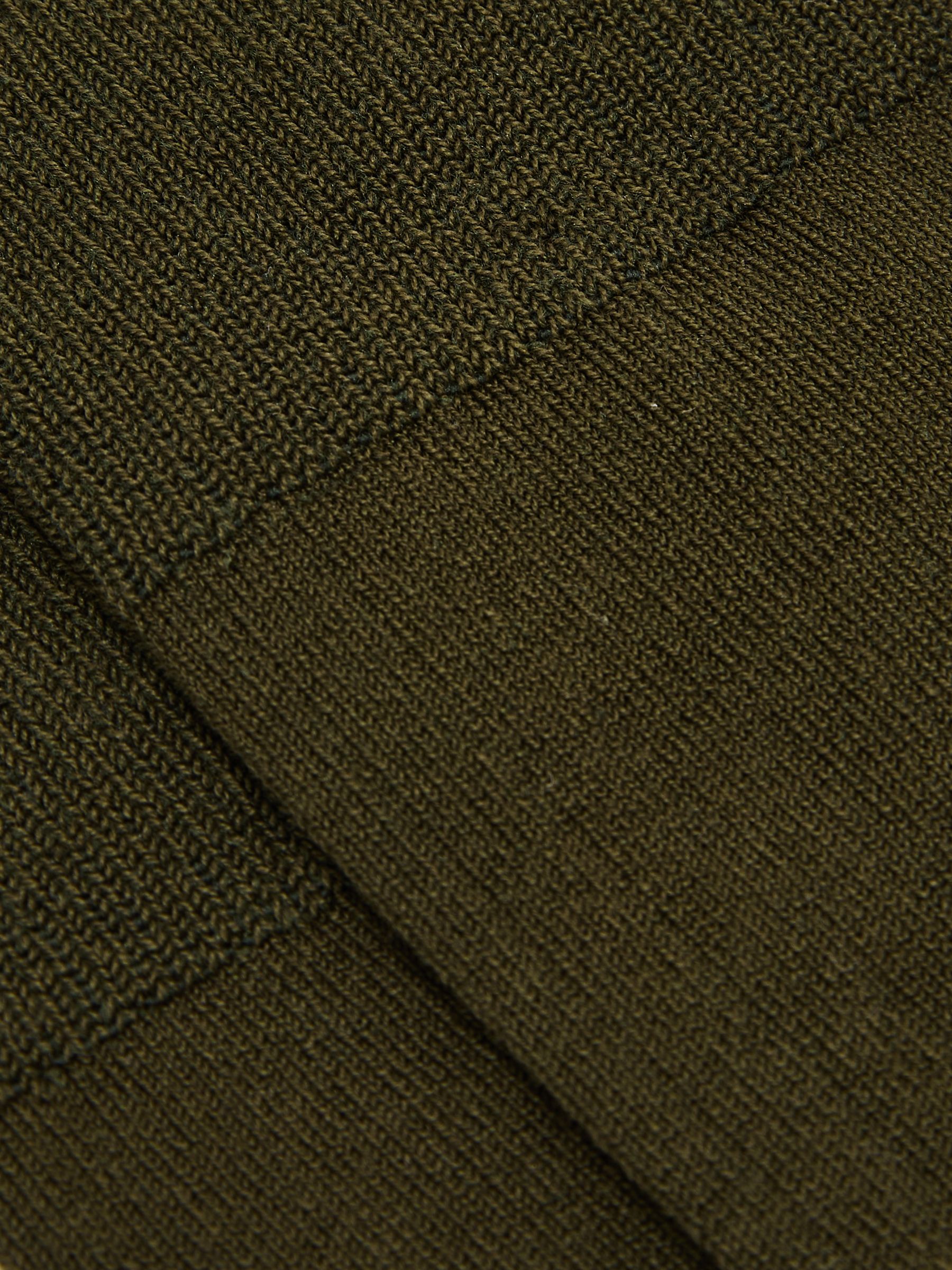 Cotton-Blend Ribbed Socks in Khaki Green - image 1