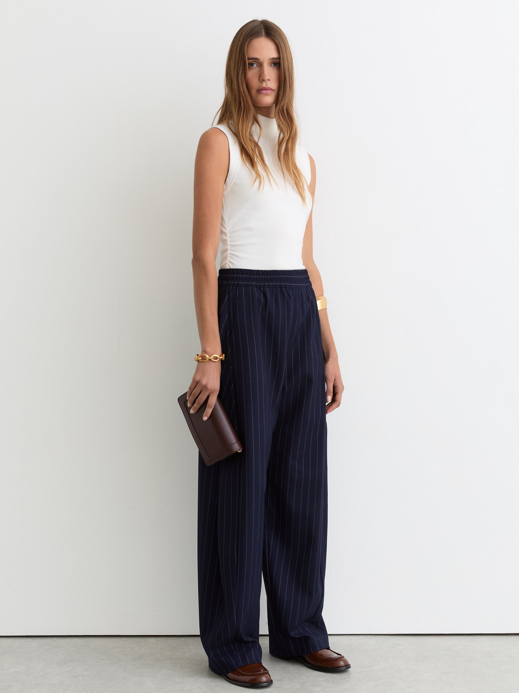 Stretch-Cotton High-Neck Vest in White - Image 1 of 6