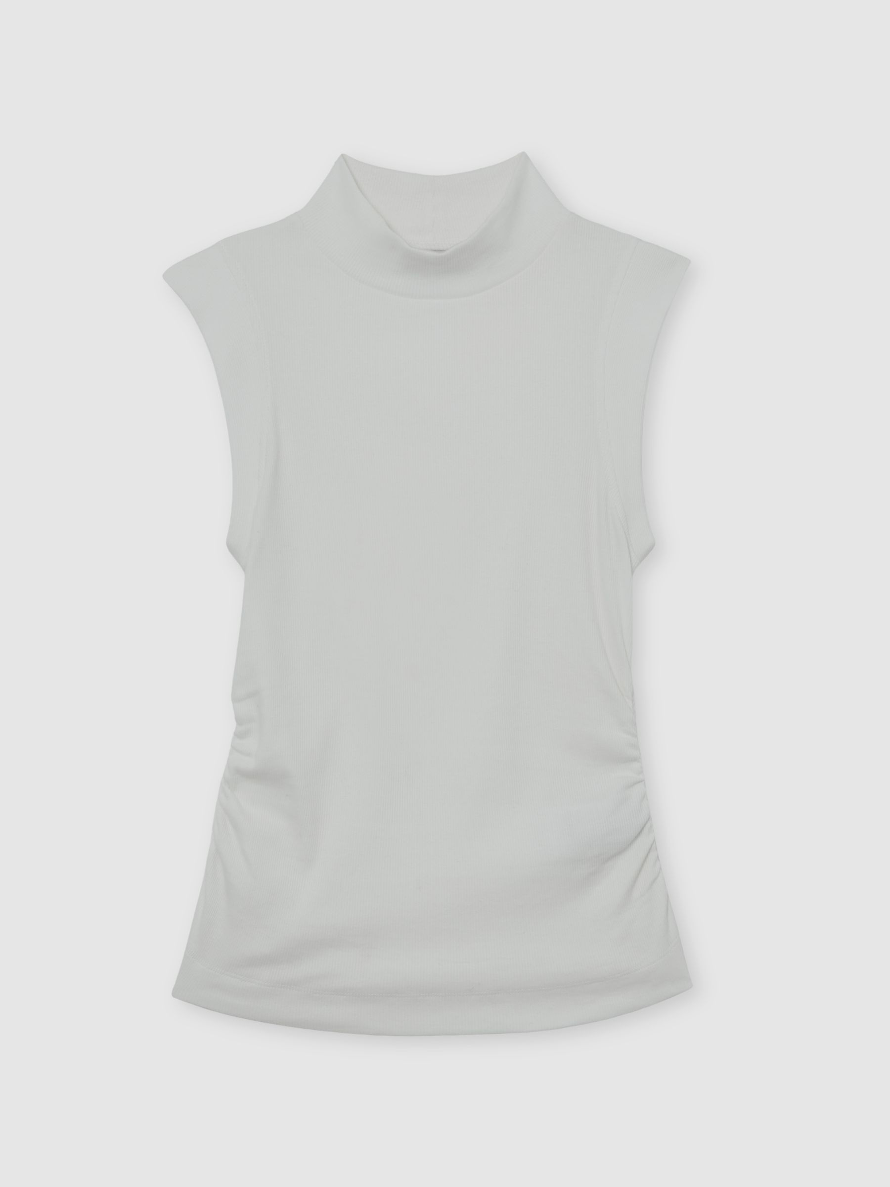 Stretch-Cotton High-Neck Vest in White - image 1