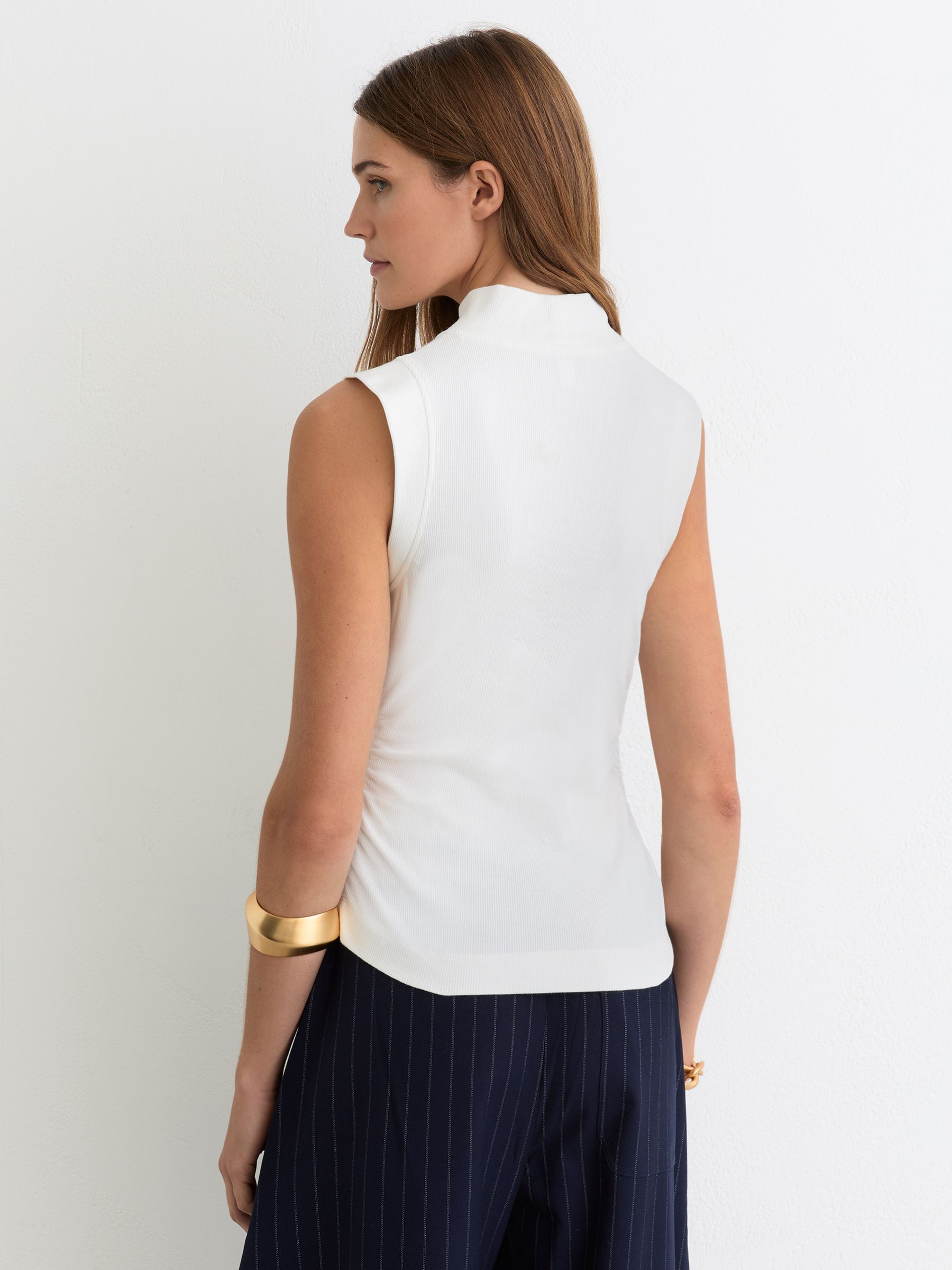 Stretch-Cotton High-Neck Vest in White - image 4