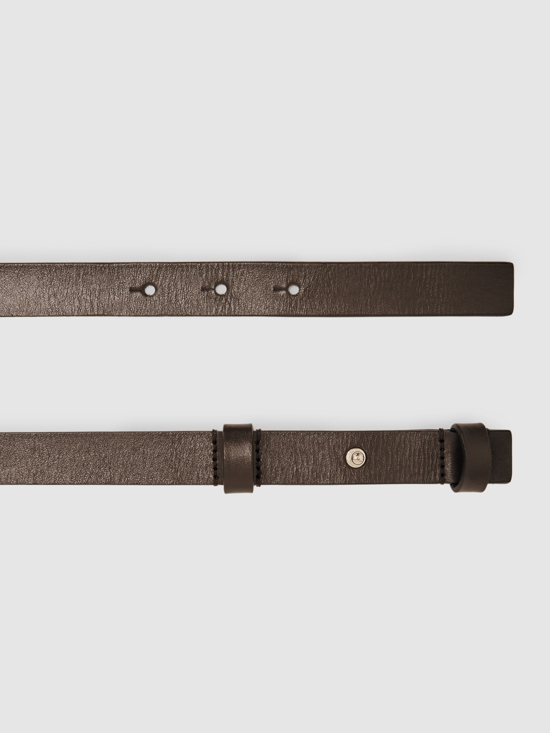 Leather Square Hinge Belt in Chocolate - Image 3 of 4