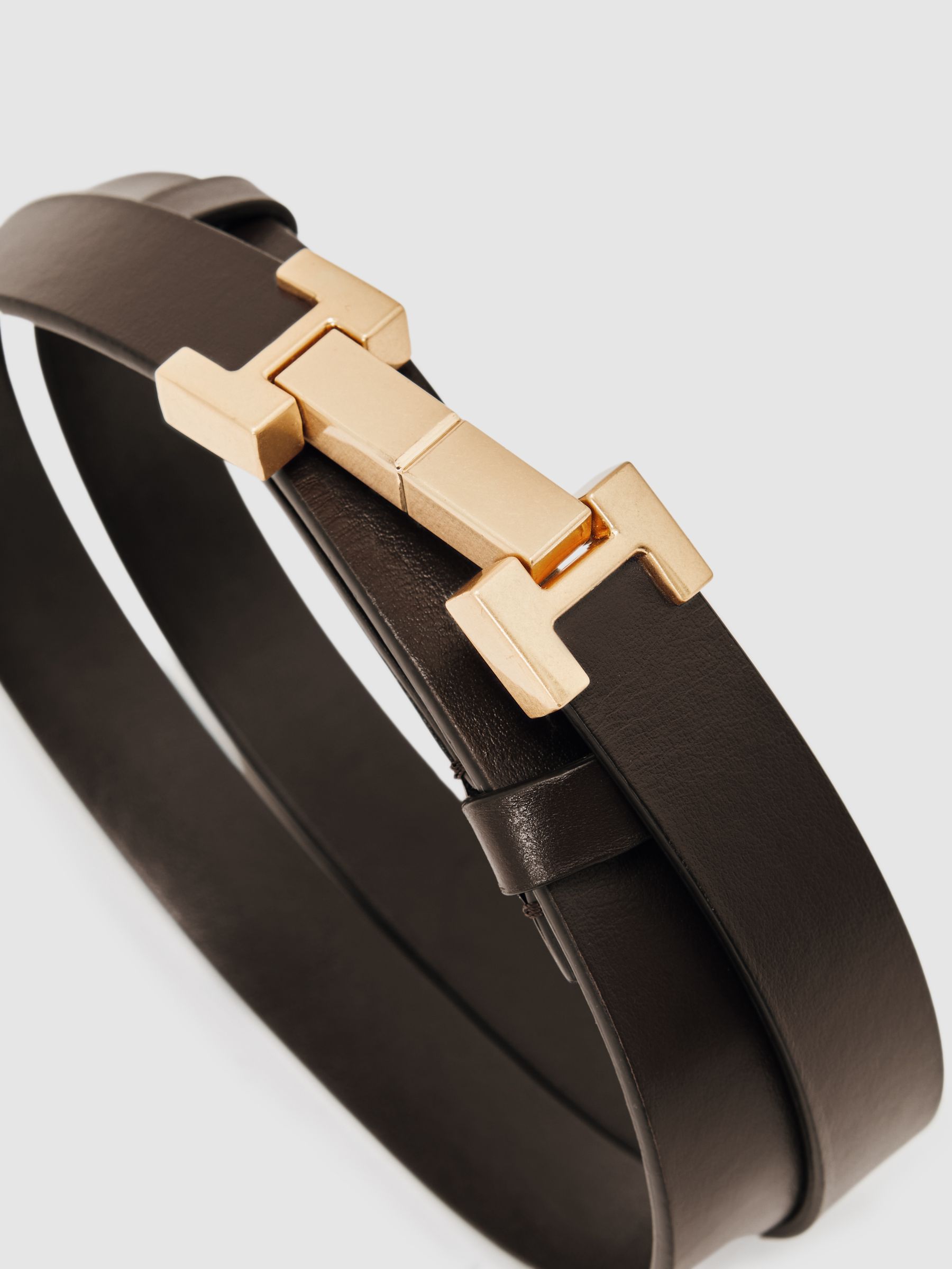 Leather Square Hinge Belt in Chocolate - image 2