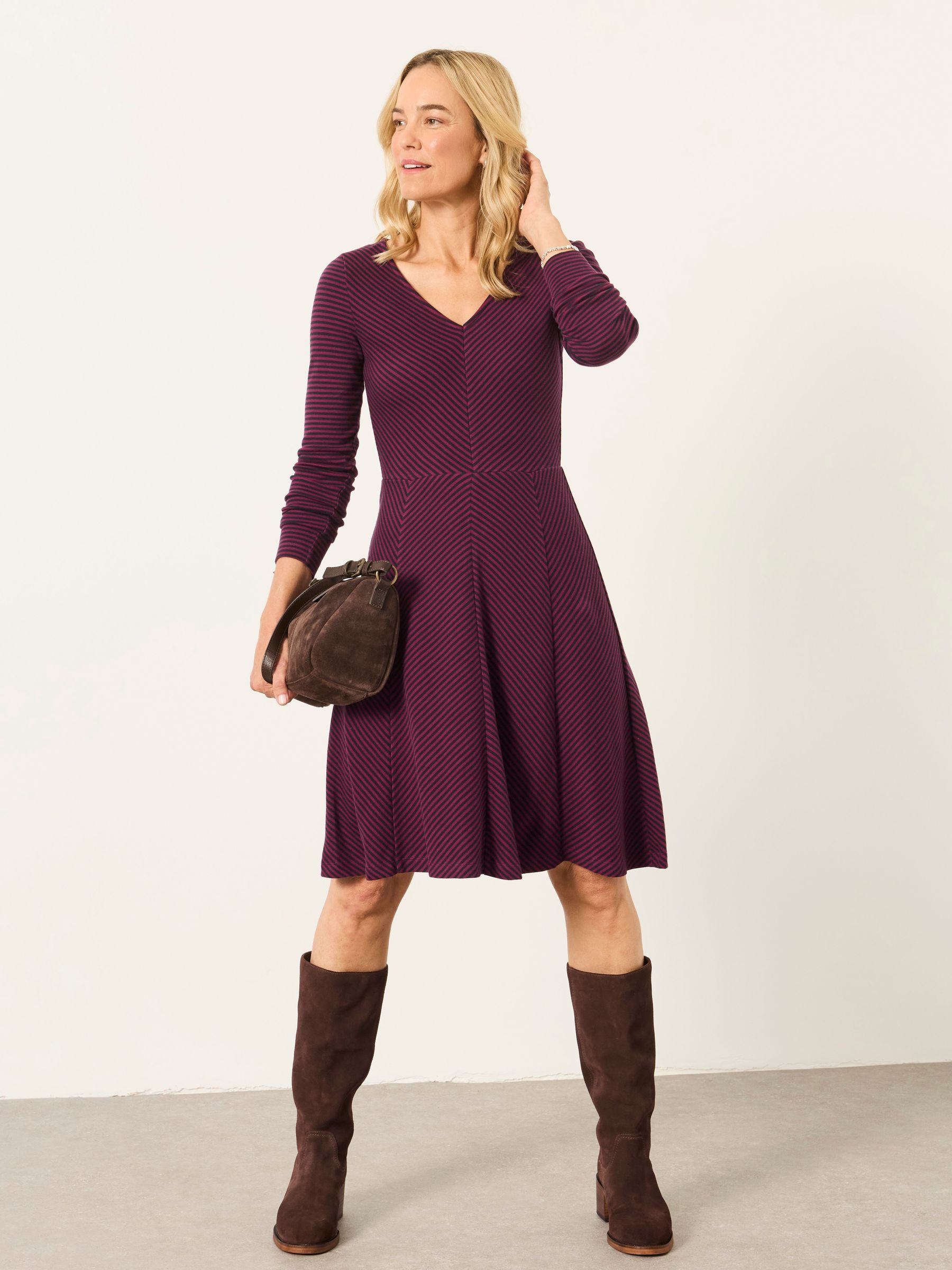 Polly Purple Stripe Jersey Dress - Image 1 of 6
