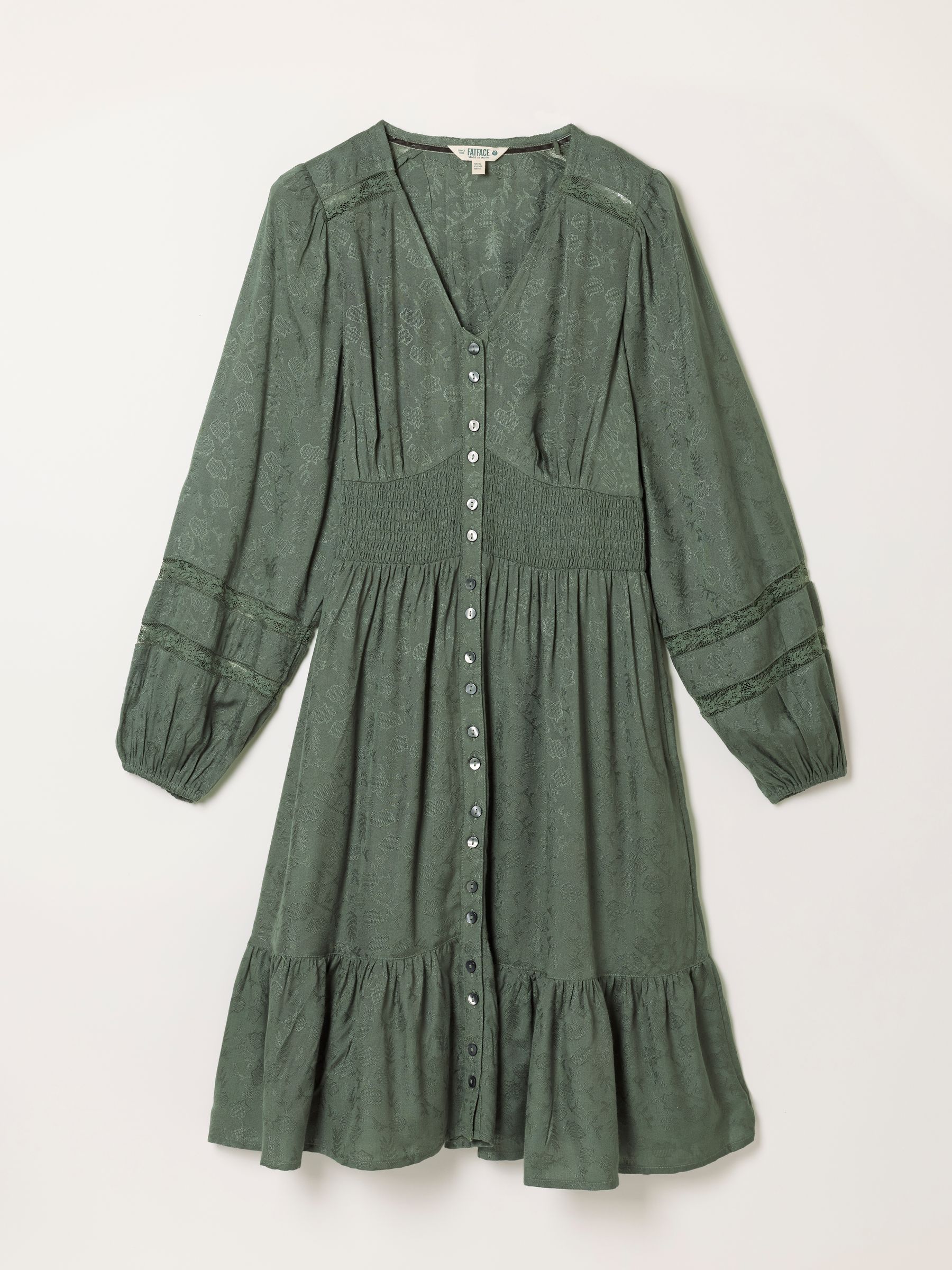 Eden Olive Green Jacquard Mini Dress - Image 5 of 5