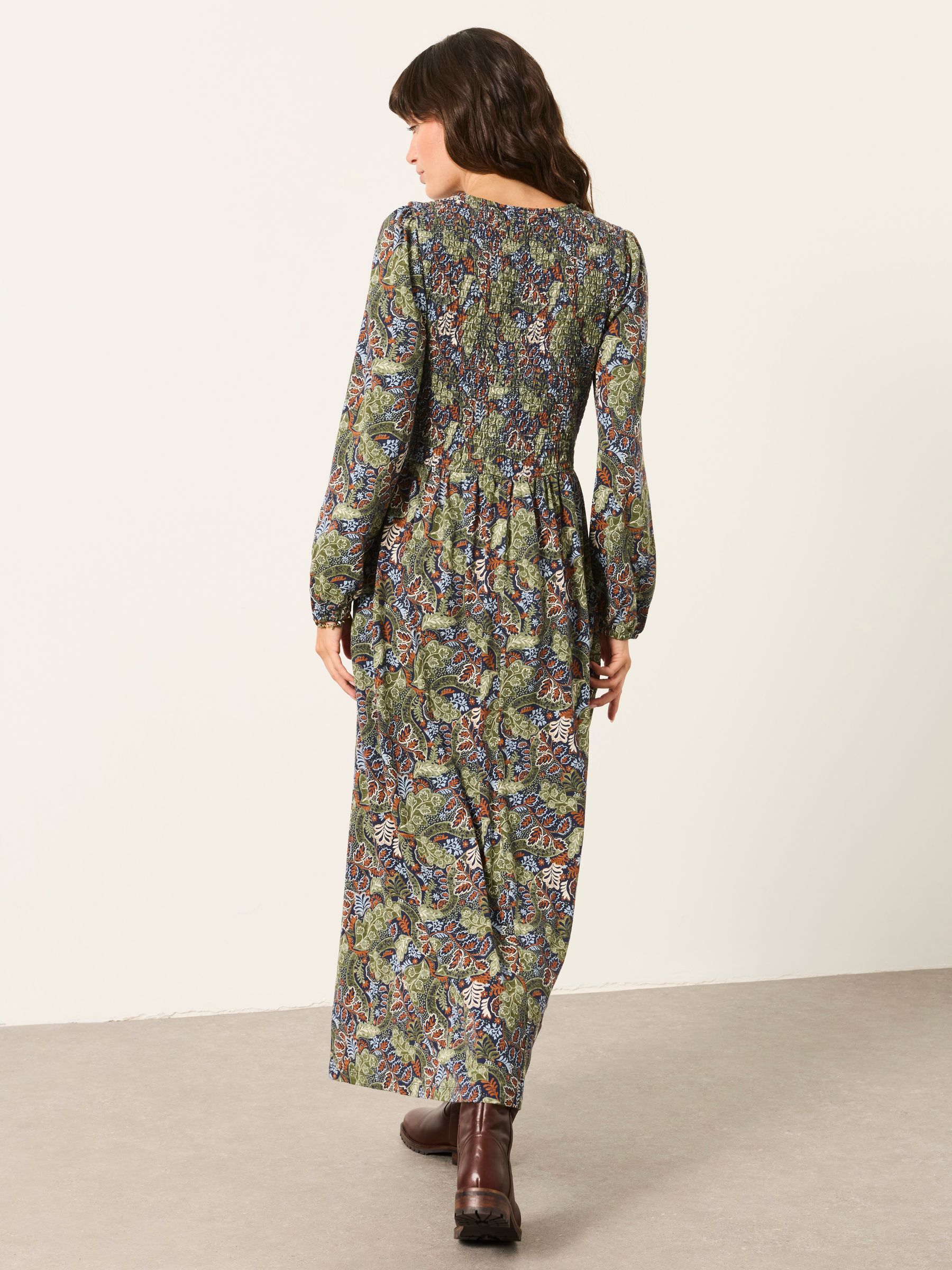Demi Navy Decorative Floral Midi Jersey Dress - Image 2 of 6