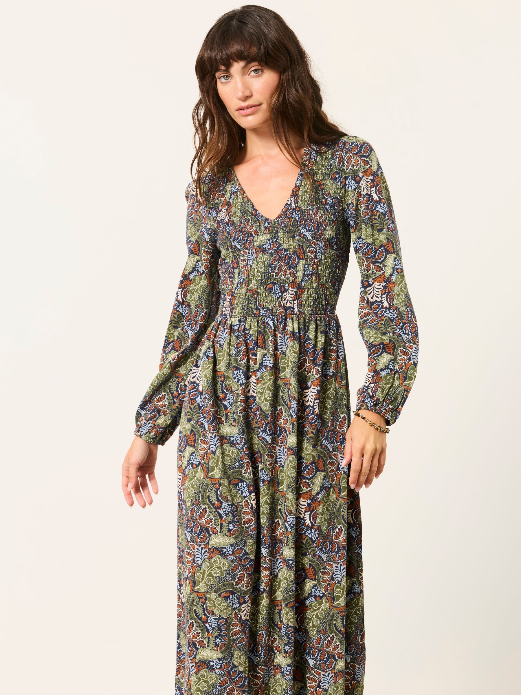 Demi Navy Decorative Floral Midi Jersey Dress - Image 4 of 6