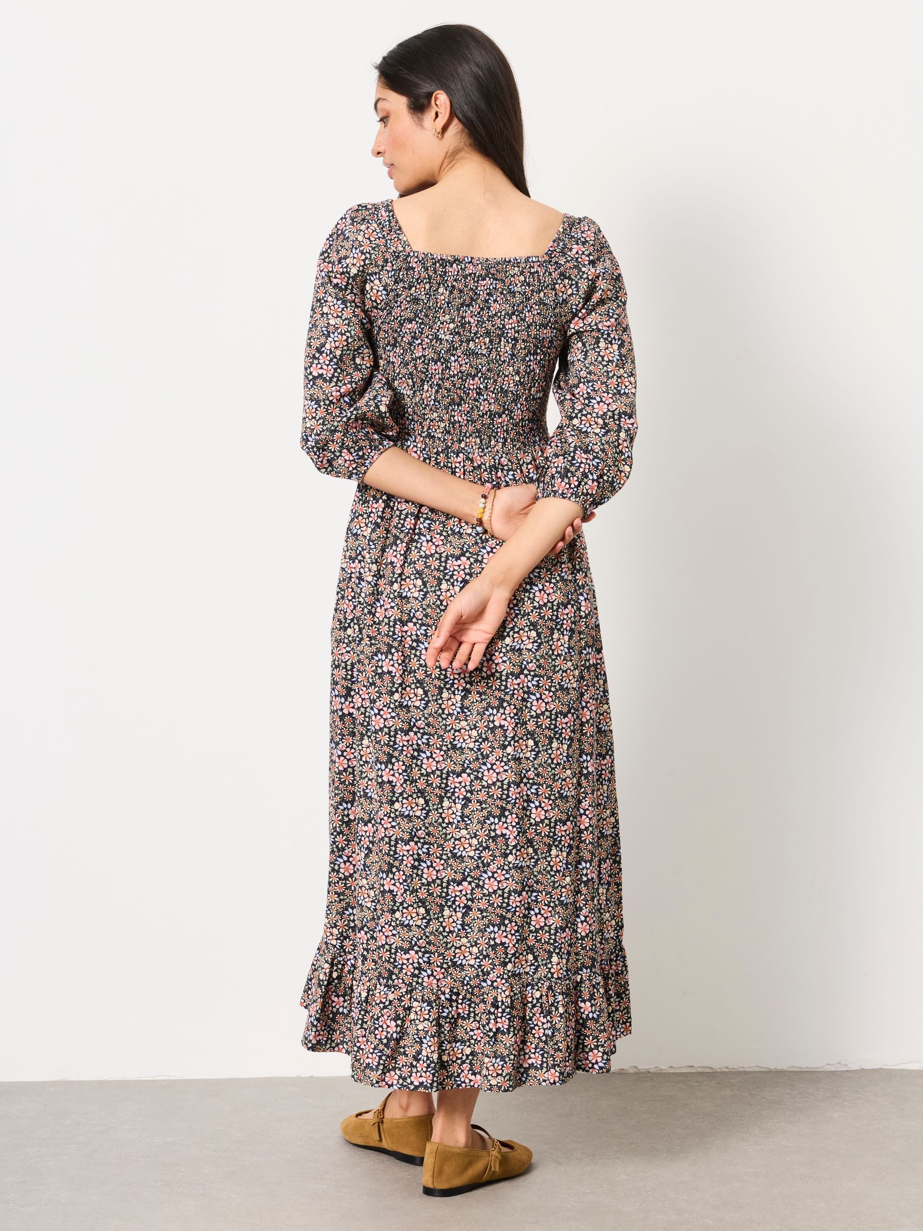 Adele Navy Meadow Midi Dress - Image 2 of 5 Adele Navy Meadow Midi Dress - Image 2 of 5