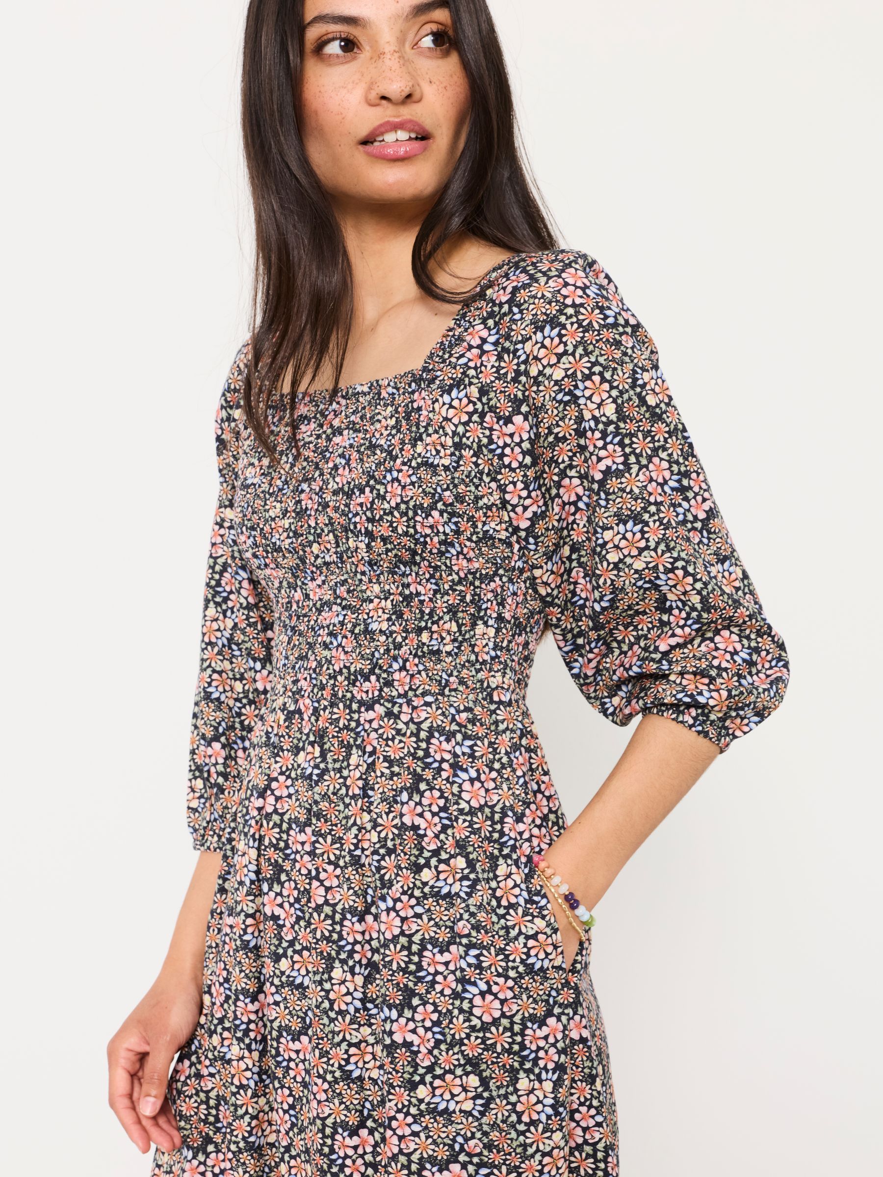 Adele Navy Meadow Midi Dress - Image 3 of 5