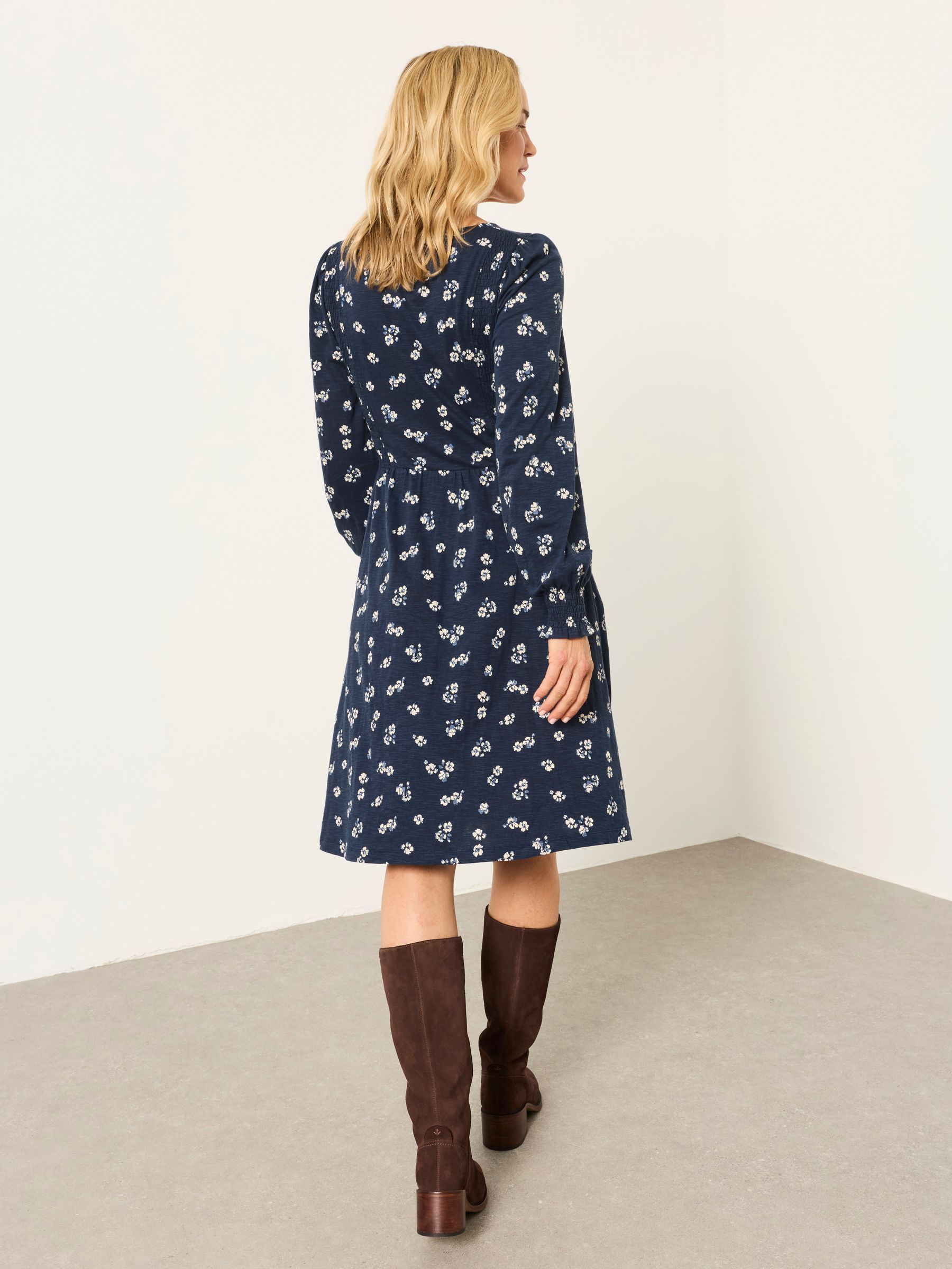 Sophie Navy Ditsy Floral Jersey Dress - Image 2 of 6 Sophie Navy Ditsy Floral Jersey Dress - Image 2 of 6